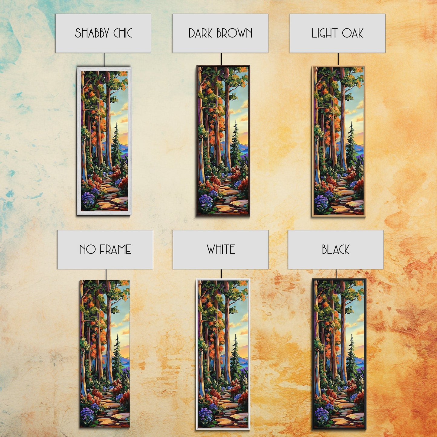 Forest Path, Trees, Autumn - Canvas Print, cozy fall forest wall art, cabin aesthetic, rustic woodland decor, hallway or reading nook wall art