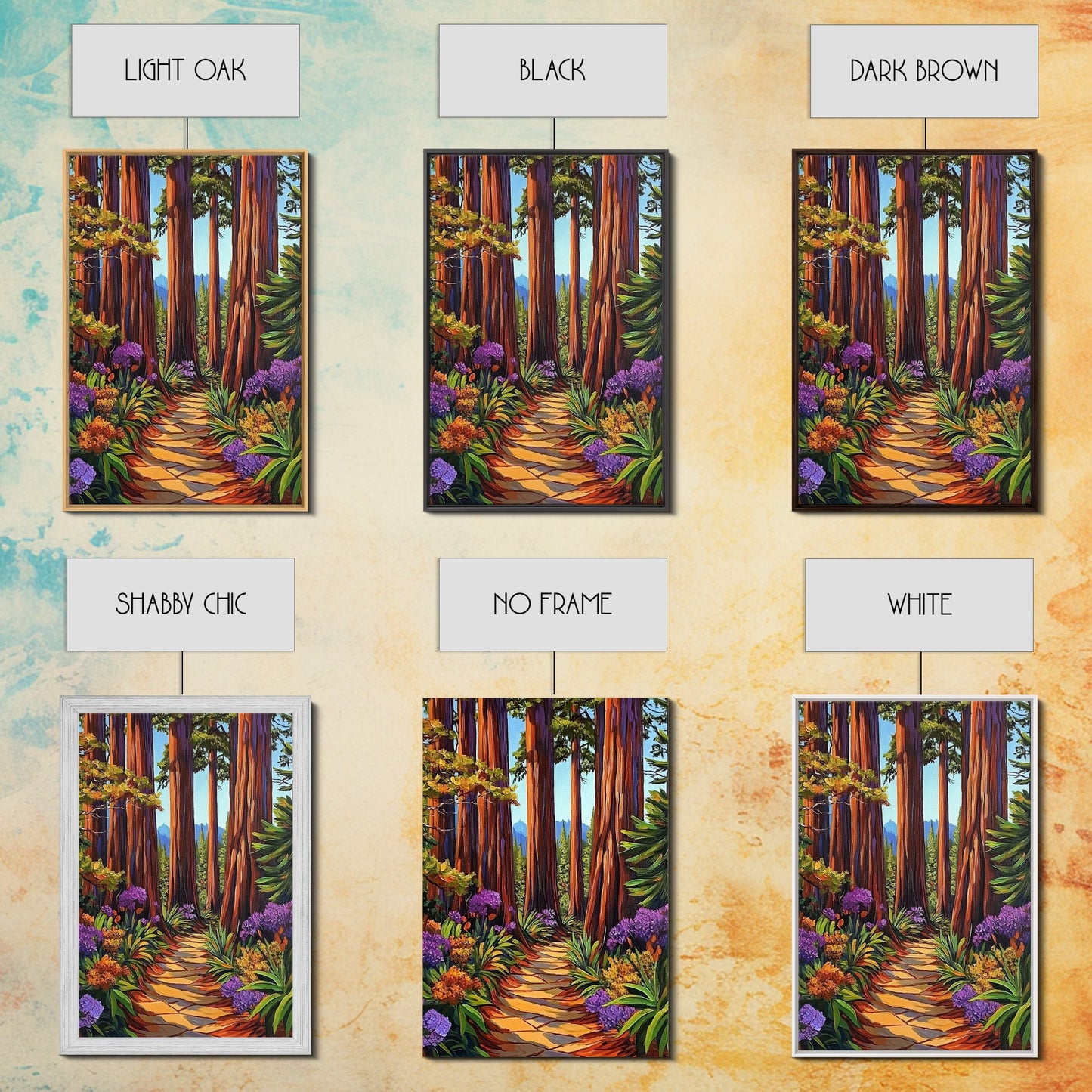 Forest Trail Trees, Nature, Canvas Print enchanted forest path wall art, redwoods hiking trail decor, Living Room Wall Art, boho vibes