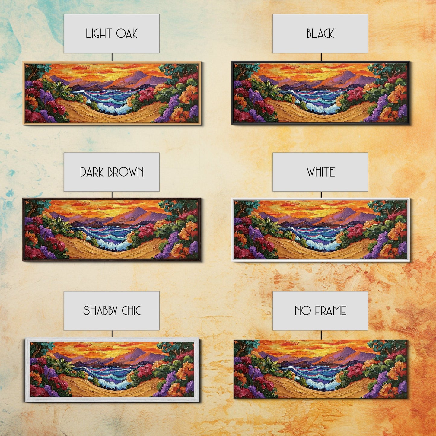 Tropical Sunset Cove, Vibrant Ocean Painting, Beach House Decor, Bold Nature Scene, Boho Living Room Canvas Print, Nature Painting