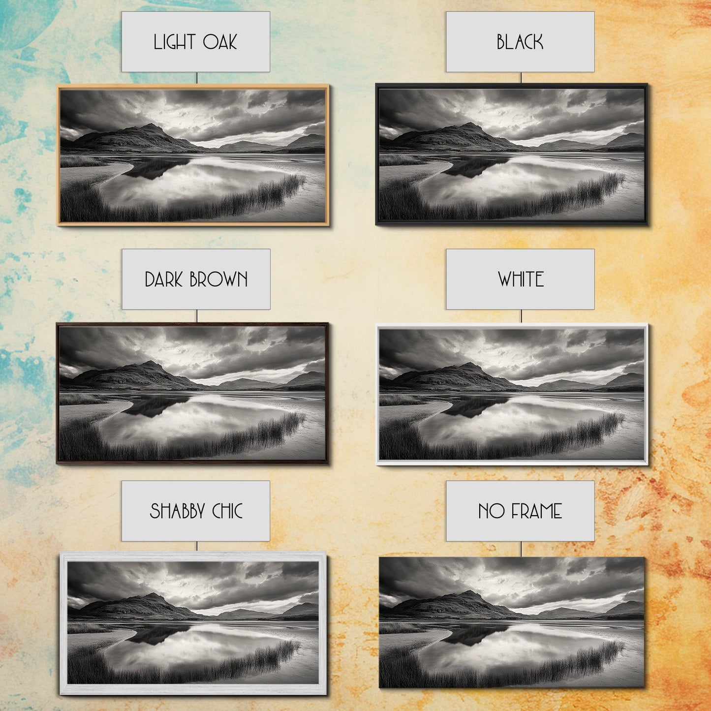 Reflected Mountains, Serene Shore, Cloudy Sky, Lake View, Canvas Print, Bedroom Wall Art, Minimalist Landscape Art, Tranquil Decor