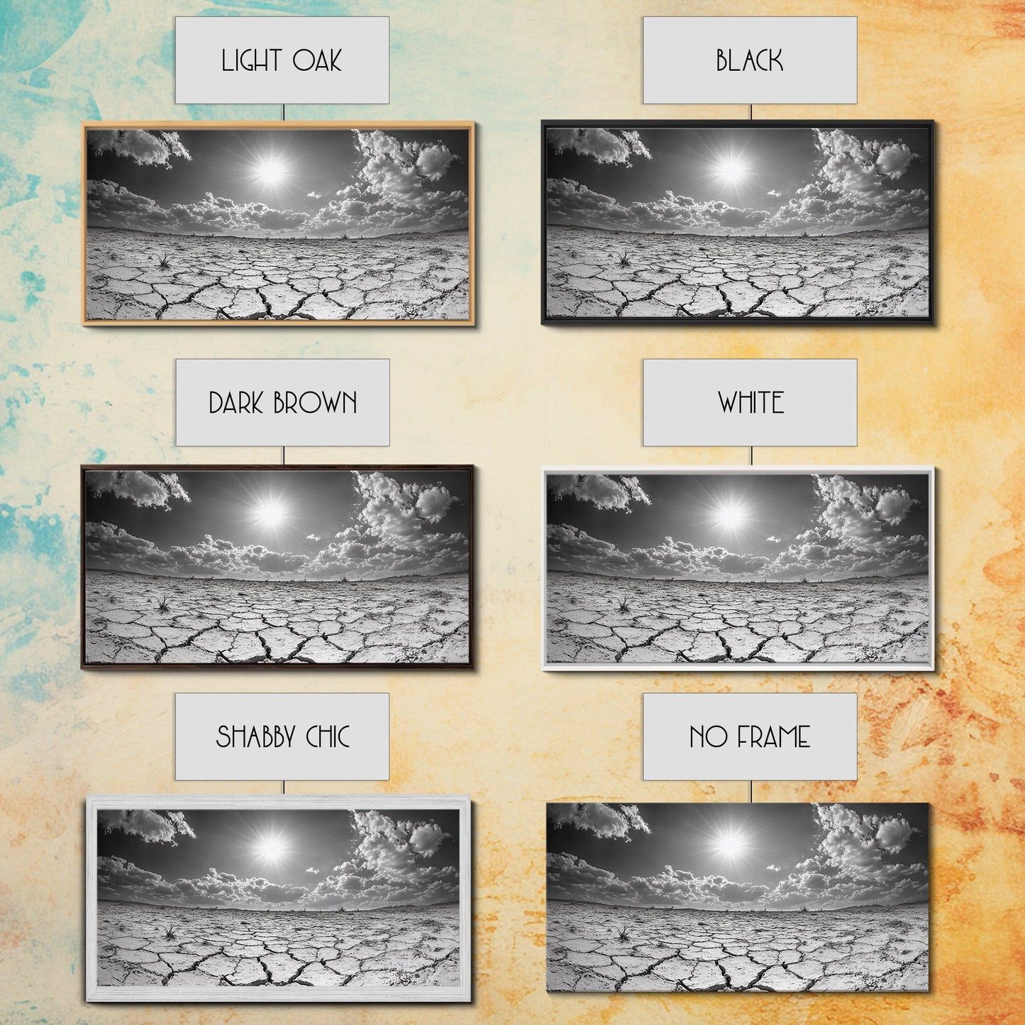 Cracked Earth Sun, Desert Landscape, Dramatic Sky, Canvas Print, Southwestern Decor, Fall Wall Art, Earth Tones Rustic Home Accent