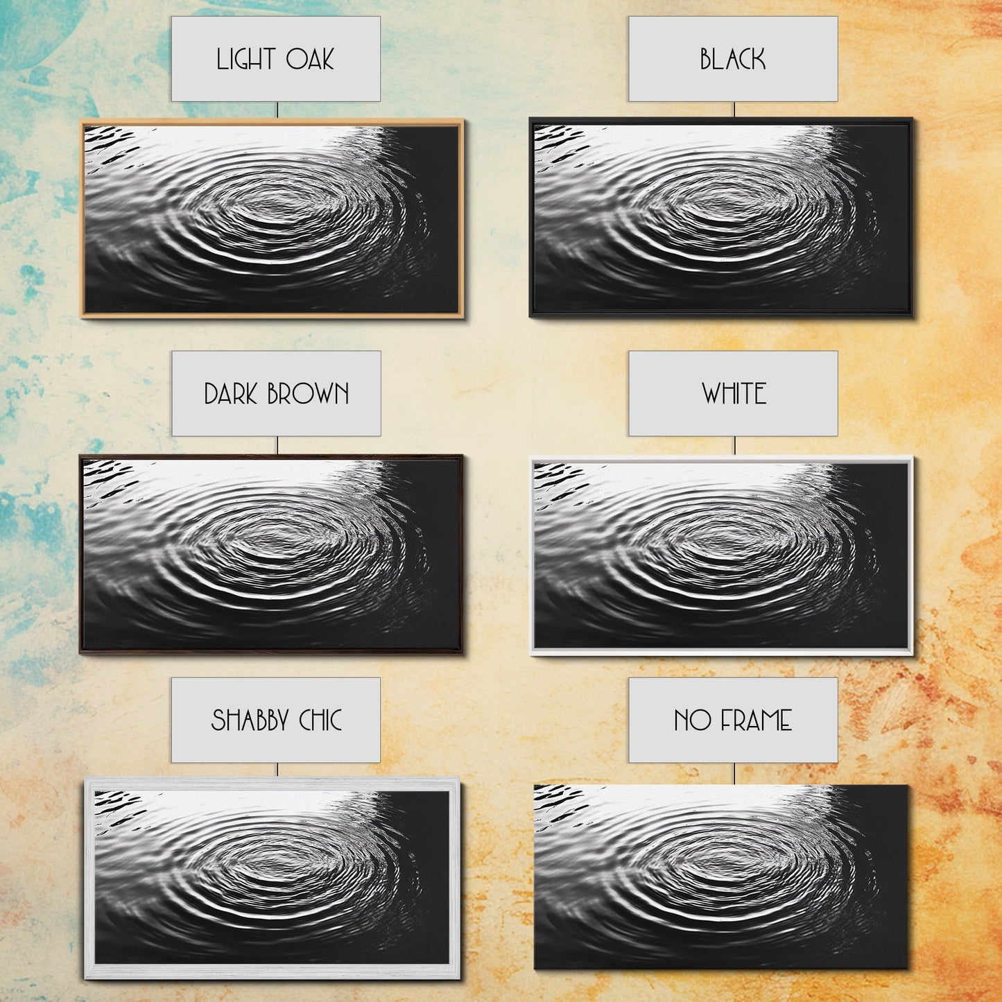 Zen-Motiv „Wasserwellen“, abstrakte Bewegung, monochrome Fluid Art, Leinwanddruck, moderne minimalistische Wandkunst, Badezimmer- oder Spa-Raumdekoration