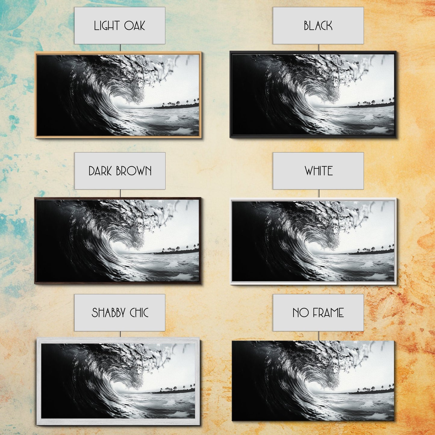 Meereswellenkräuselung, Brandungstunnel, tropische Küste, gerahmter Leinwanddruck, Küstenwandkunst, Strandhausdekoration, Naturfotografie