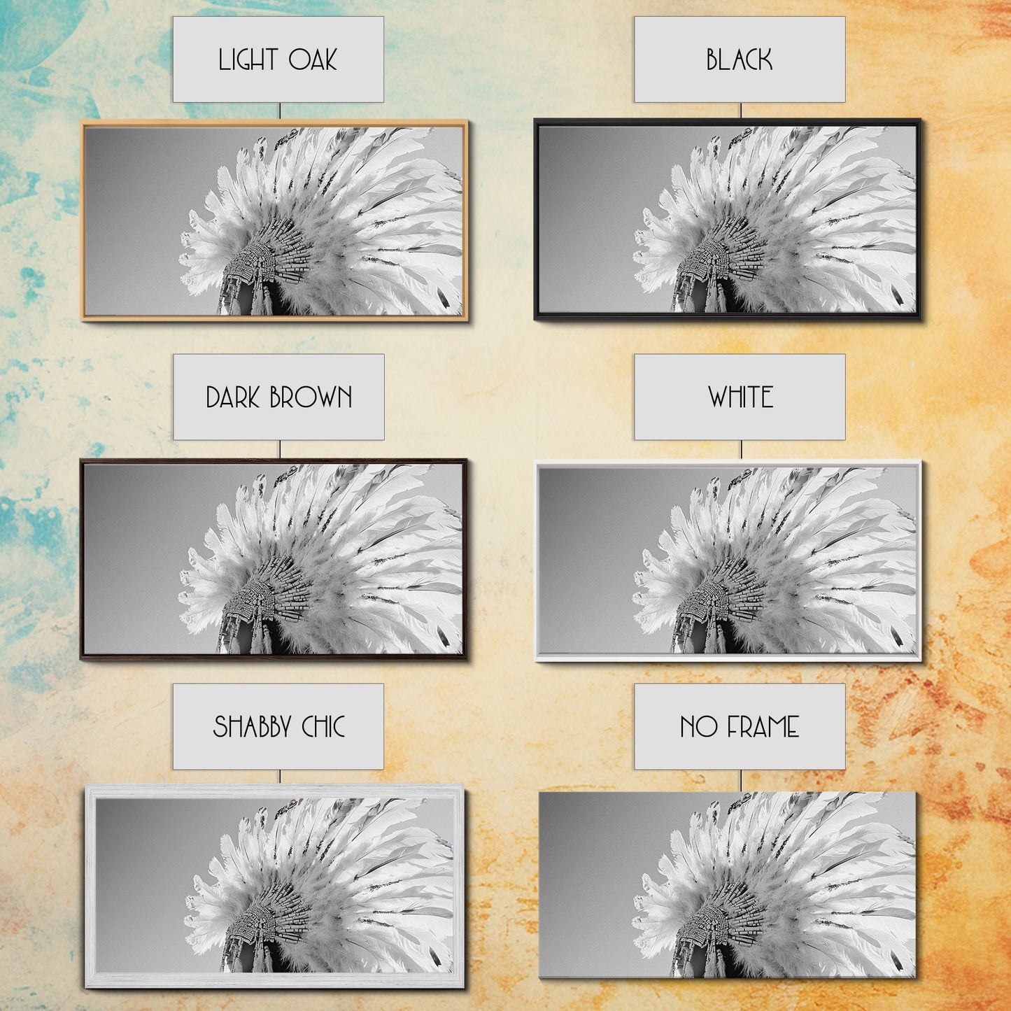 Kopfschmuck der Ureinwohner, Federkrone, Kulturelle Hommage, Leinwanddruck, Boho-Ethno-Dekor, Wandbild fürs Schlafzimmer, Monochromer indigener Stil