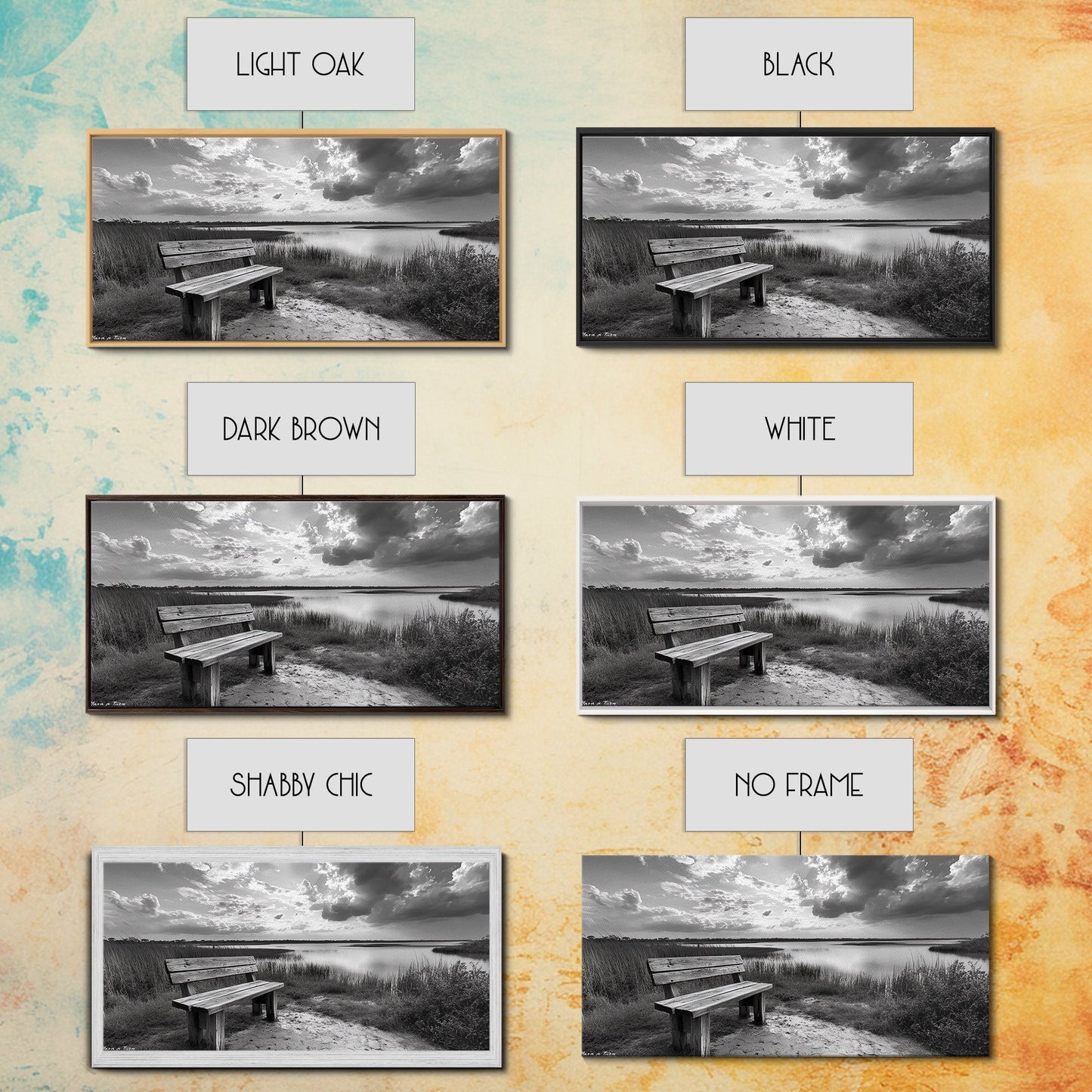 Lakeside Bench, Calm Waters, Sunset View, Canvas Print, Tranquil Nature Photography, Living Room Wall Art, Serene Outdoor Fall Landscape