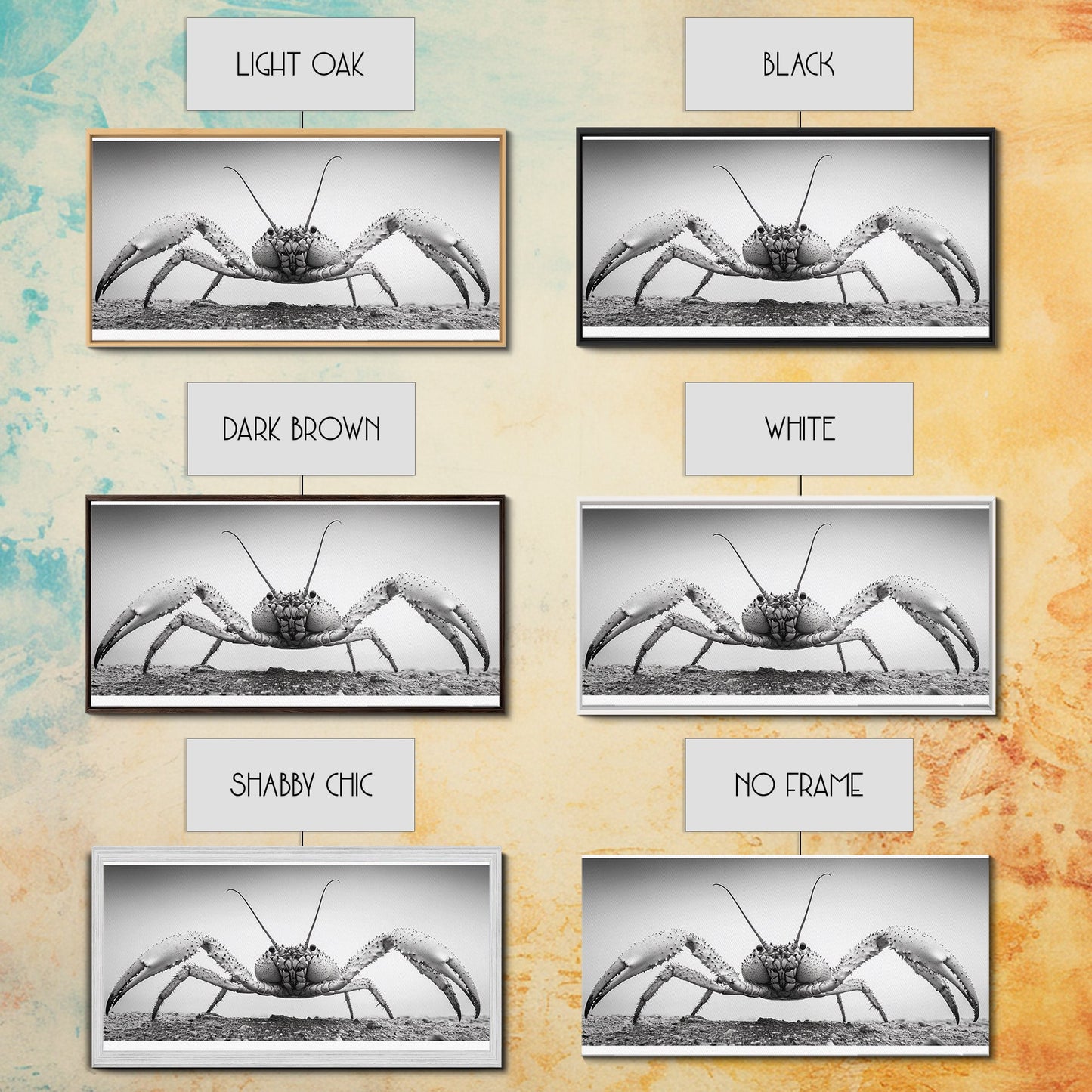 Crab Art, Beach Creature, Monochrome Photography, Nature Close-Up, Framed Canvas Print, Coastal Bathroom Art, Marine Home Style