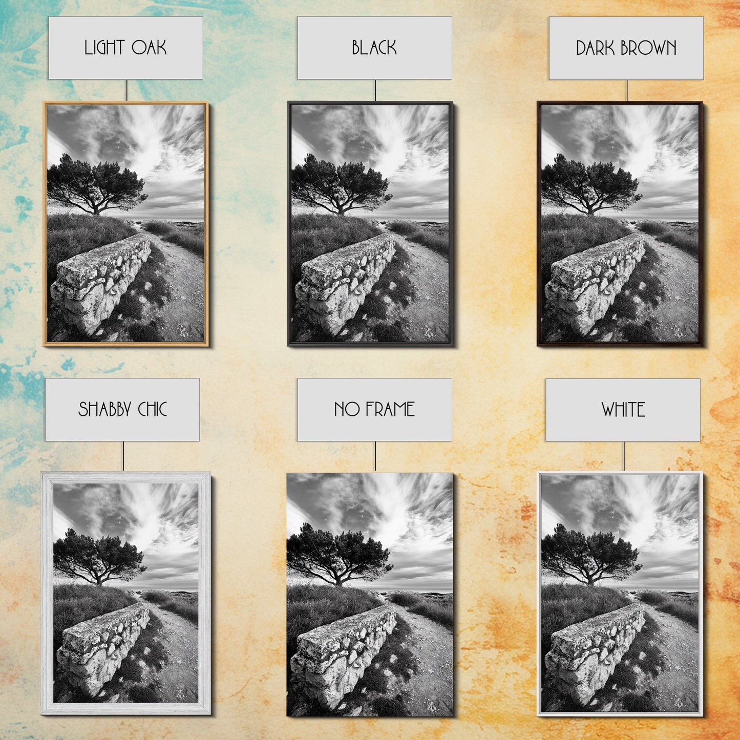 Coastal Path, Nature Trail, Windswept Tree, Framed Canvas Print, Rustic Landscape Art, Minimalist Decor, Bedroom Wall Art, Fall Vibes