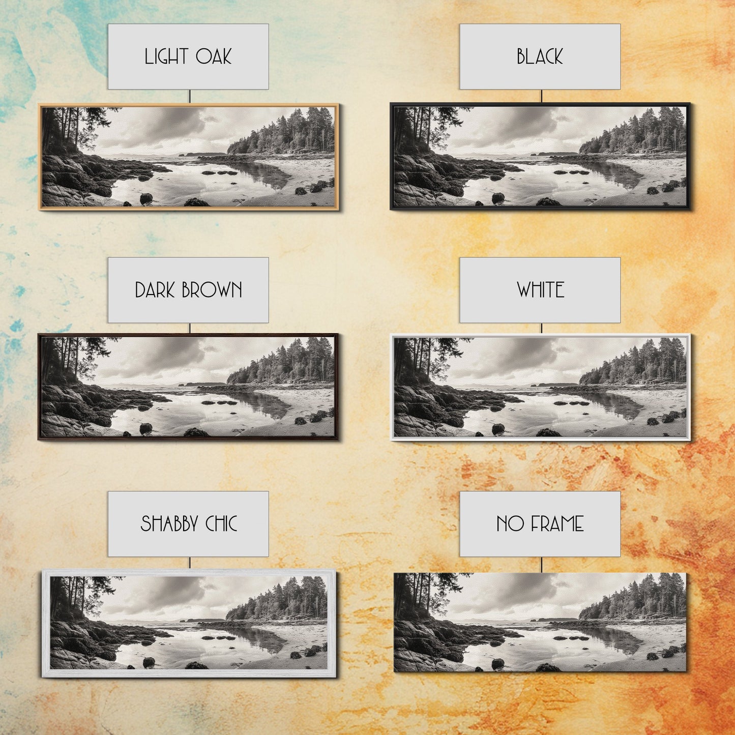 Tidal Pools, Coastal Calm, Forest Edge, Framed Canvas Print, Tranquil Bathroom Art, Pacific Northwest Decor, Nature Inspired Style