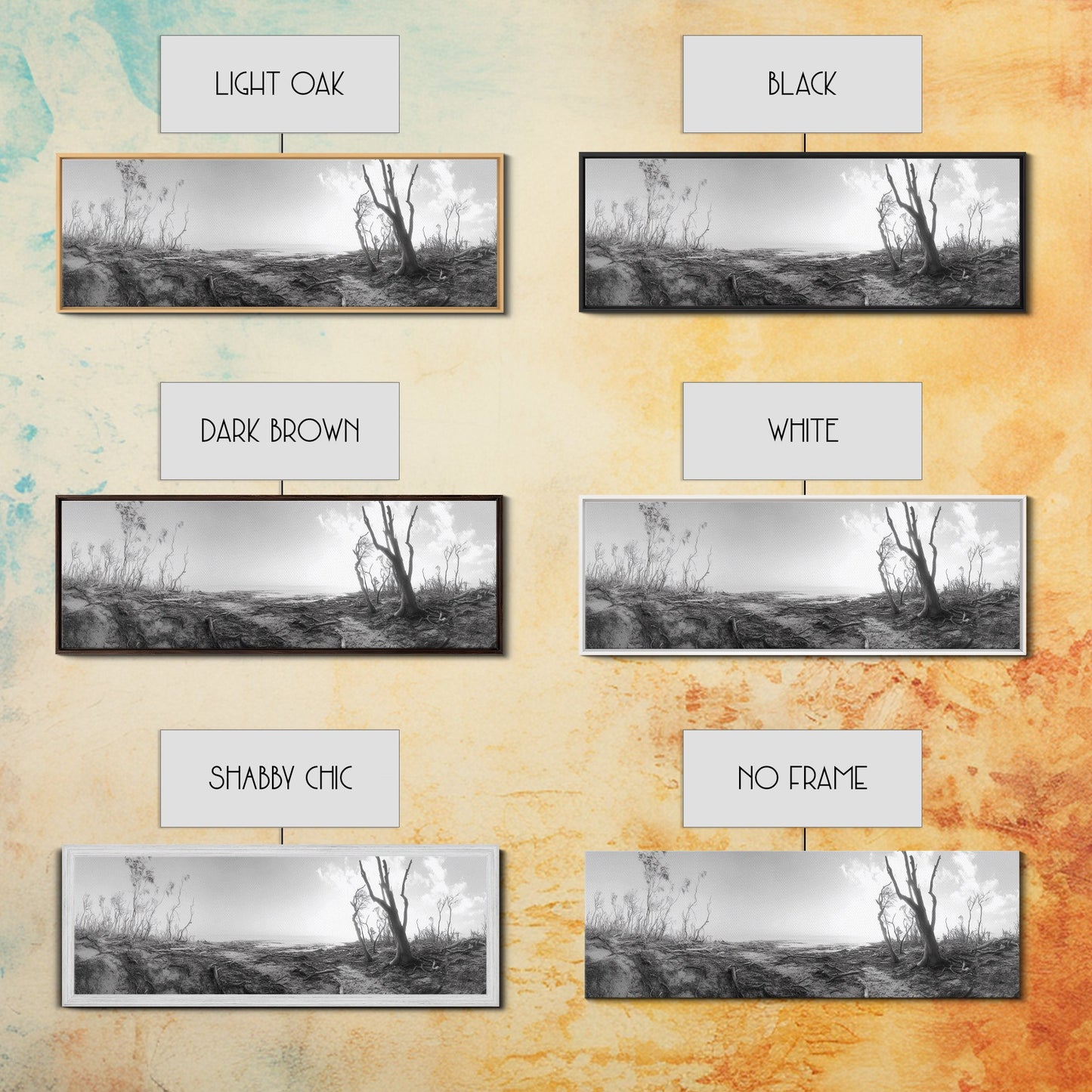 Windswept Coastal Trees, Driftwood Beach Landscape, Black White Canvas Print, Autumn Wall Art, Nature-Inspired Living Room Decor