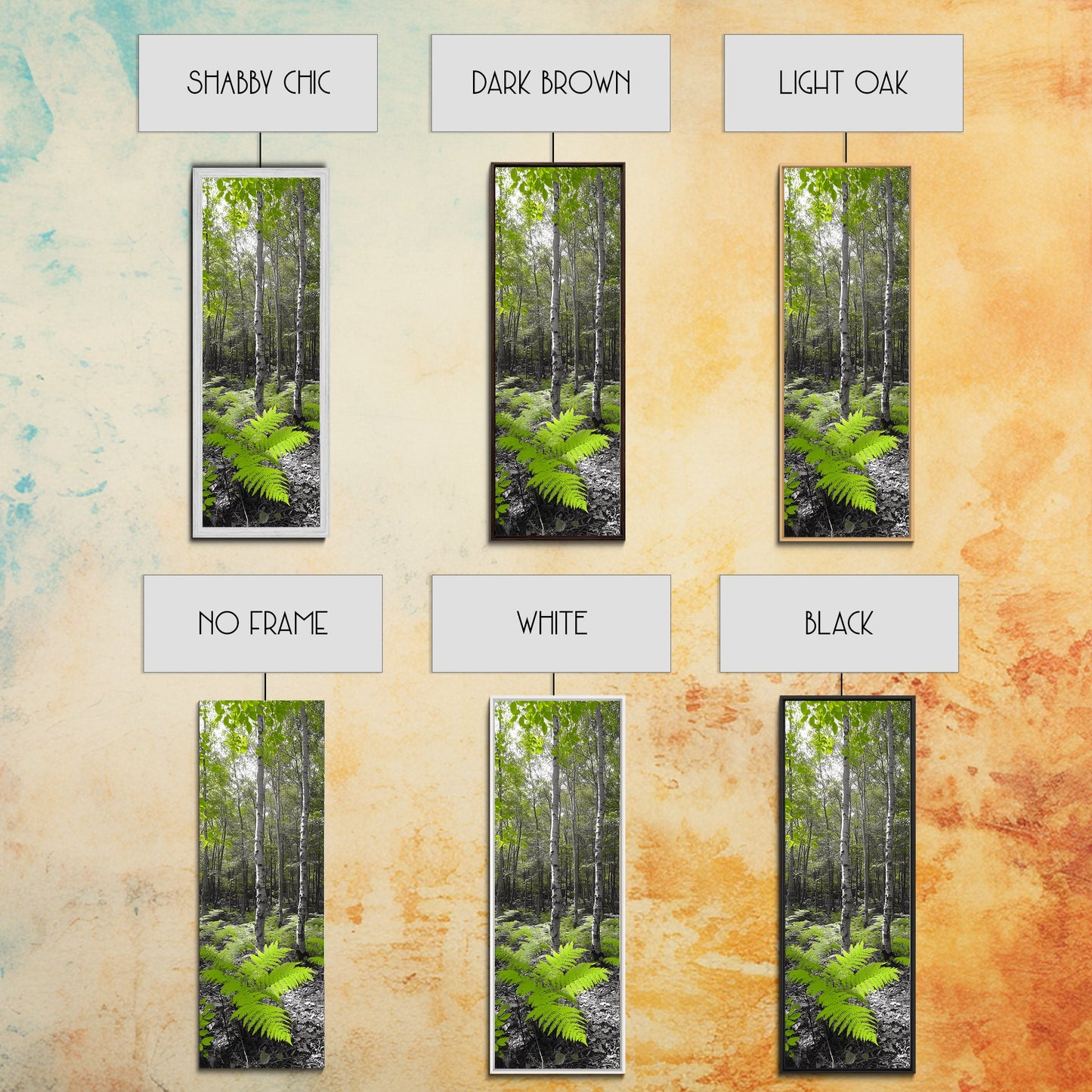 Birch Tree Forest, Green Ferns, Nature Escape, Framed Canvas Print, Botanical Art, Eco Wall Decor, Zen Forest Scene, Serene Living Room