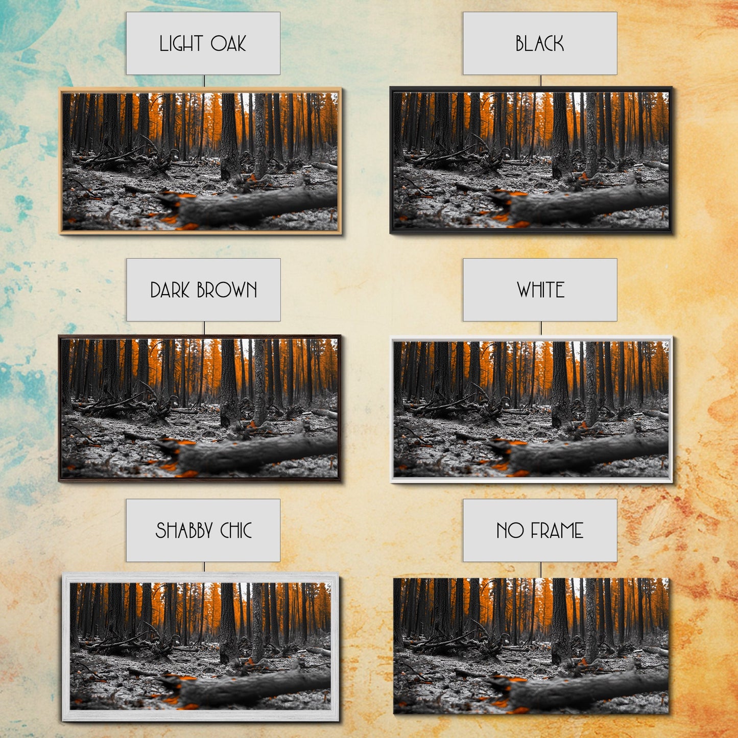 Autumn Forest Floor, Orange Leaves, Fall Nature Scene, Canvas Print, Rustic Wall Art, Cabin Decor, Moody Landscape Framed Canvas Print