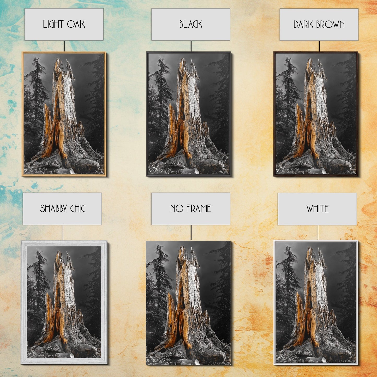 Forest Stump, Enchanted Tree, Woodland Nature, Autumn Mood, Framed Canvas Print, Rustic Wall Art, Cabin Decor, Fall Wall Accent