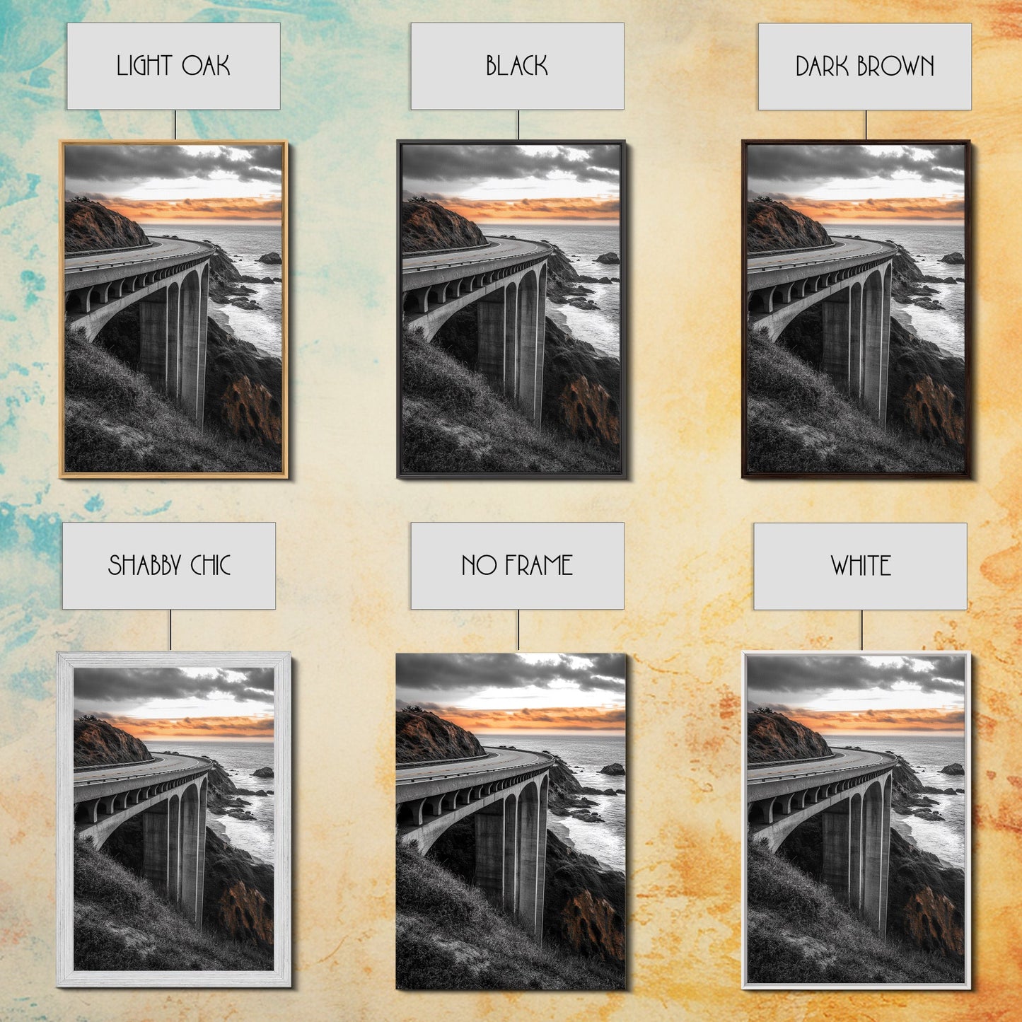 Coastal Highway, Sunset Drive, Scenic Bridge, Canvas Print, Road Trip Wall Art, Adventure Landscape Art, Living Room Statement Piece