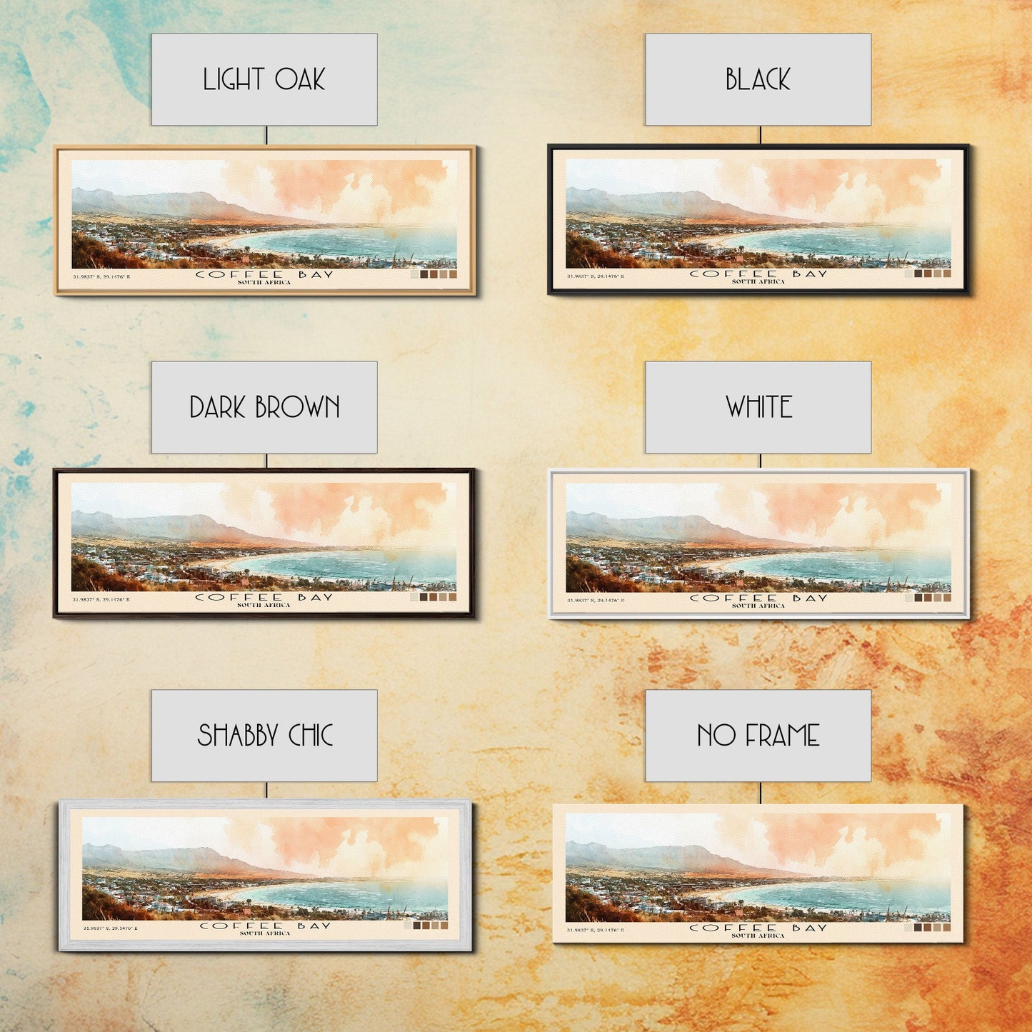 Coffee Bay, South Africa Watercolor Print, Vacation Gift, South Africa Wall Art, Beach Painting, Beach Decor, Large Wall Art, Wood Frame Art