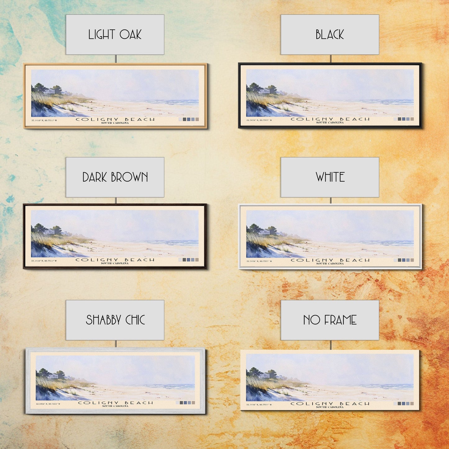 Coligny Beach, South Carolina Watercolor Print, Vacation Gift, South Carolina Wall Art, Beach Painting, Beach Decor, Large Wall Art, Wood Frame Art