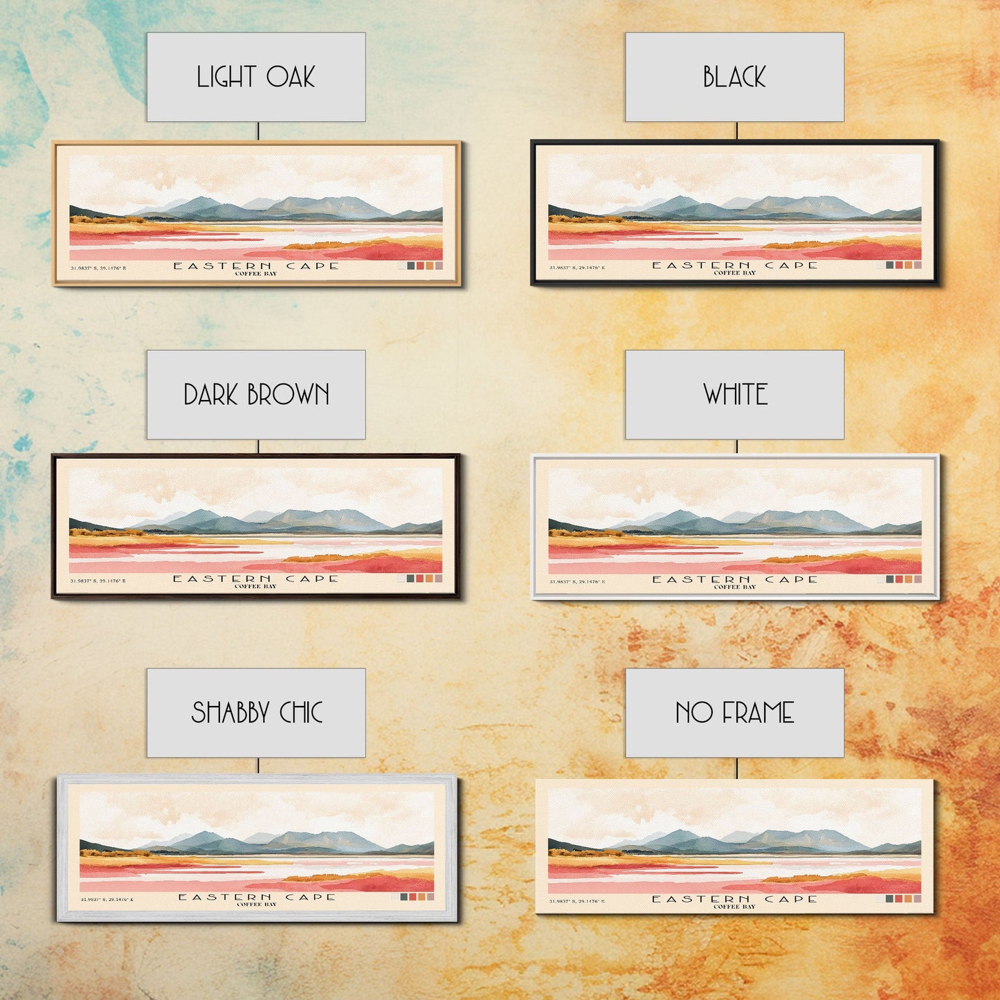 Eastern Cape, Coffee Bay Watercolor Print, Vacation Gift, Coffee Bay Wall Art, Beach Painting, Beach Decor, Large Wall Art, Wood Frame Art