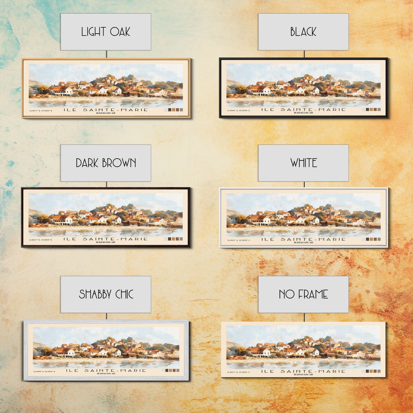 Ile Sainte-Marie, Madagascar Watercolor Print, Vacation Gift, Madagascar Wall Art, Beach Painting, Beach Decor, Large Wall Art, Wood Frame Art