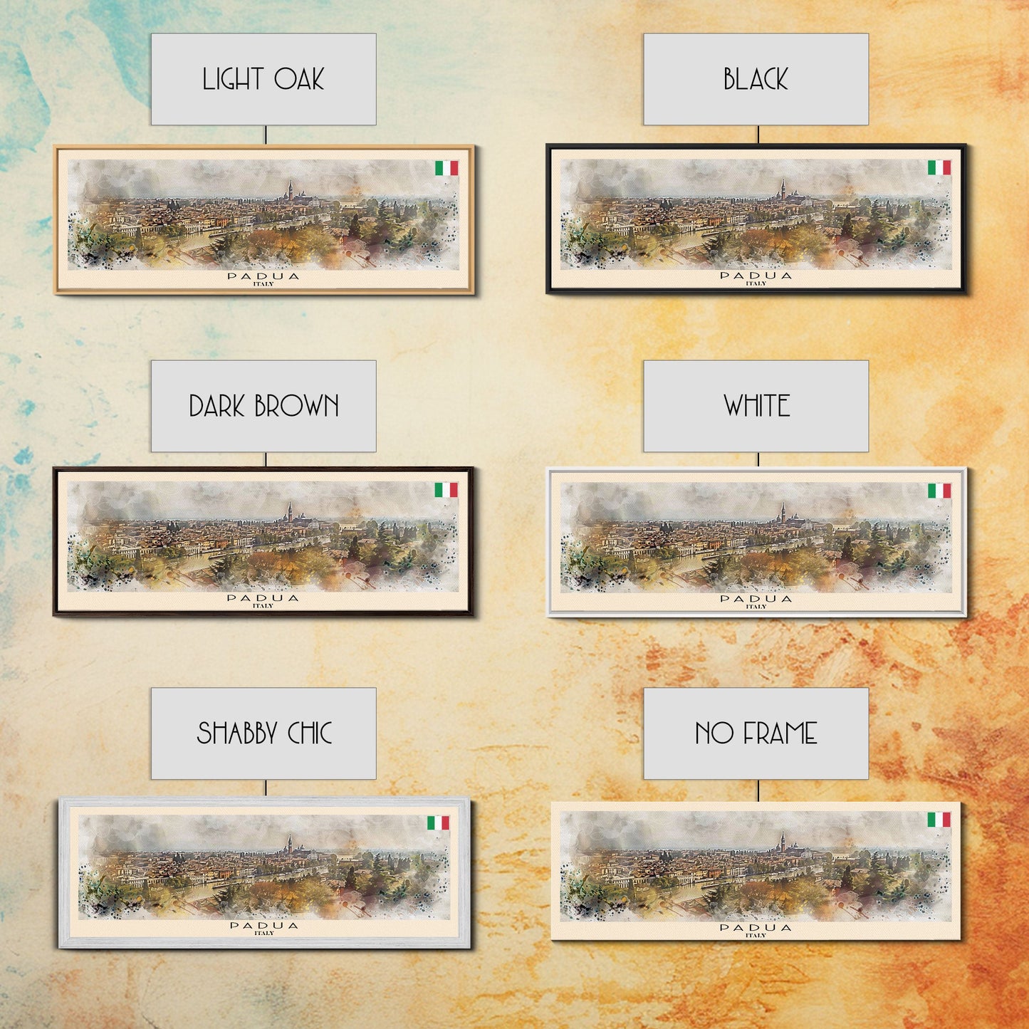 Padua Italy Wall Art, Panoramic Travel Poster, Panoramic Framed Canvas Print, City Wall Art, Wall Hanging Home Decor, Travel Art