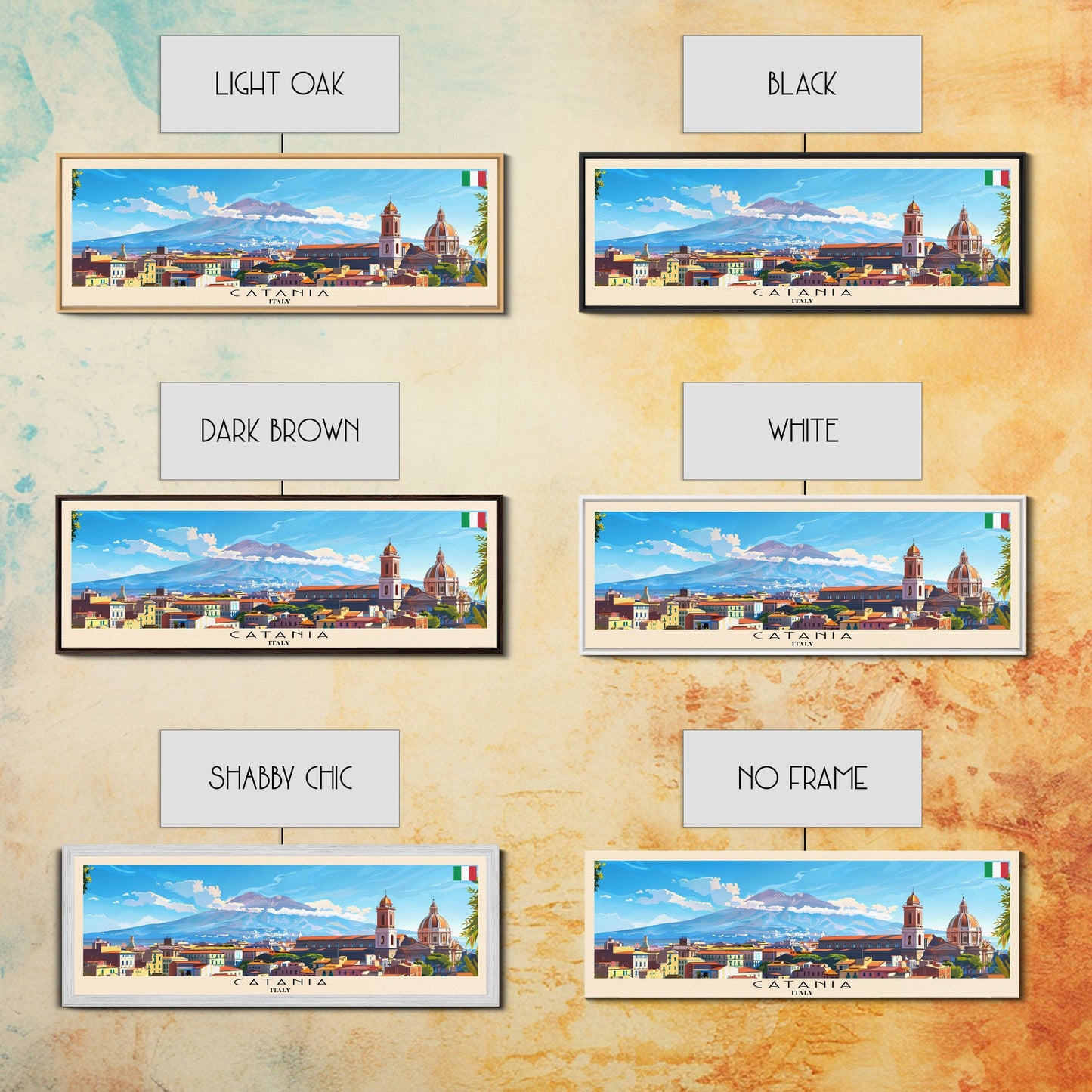 Catania Italy Travel Print Wall Art, Panoramic City Art, Travel Art, Wall Decor, Vacation Gift, Framed Canvas Print Or Metal Art