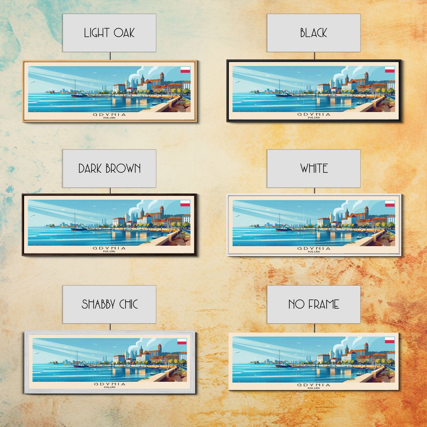 Gdynia Poland Travel Art, City Art, Framed Canvas Print or Metal Wall Art, Europe Travel Poster, Panoramic Wall Art, Extra Wide Wall Art