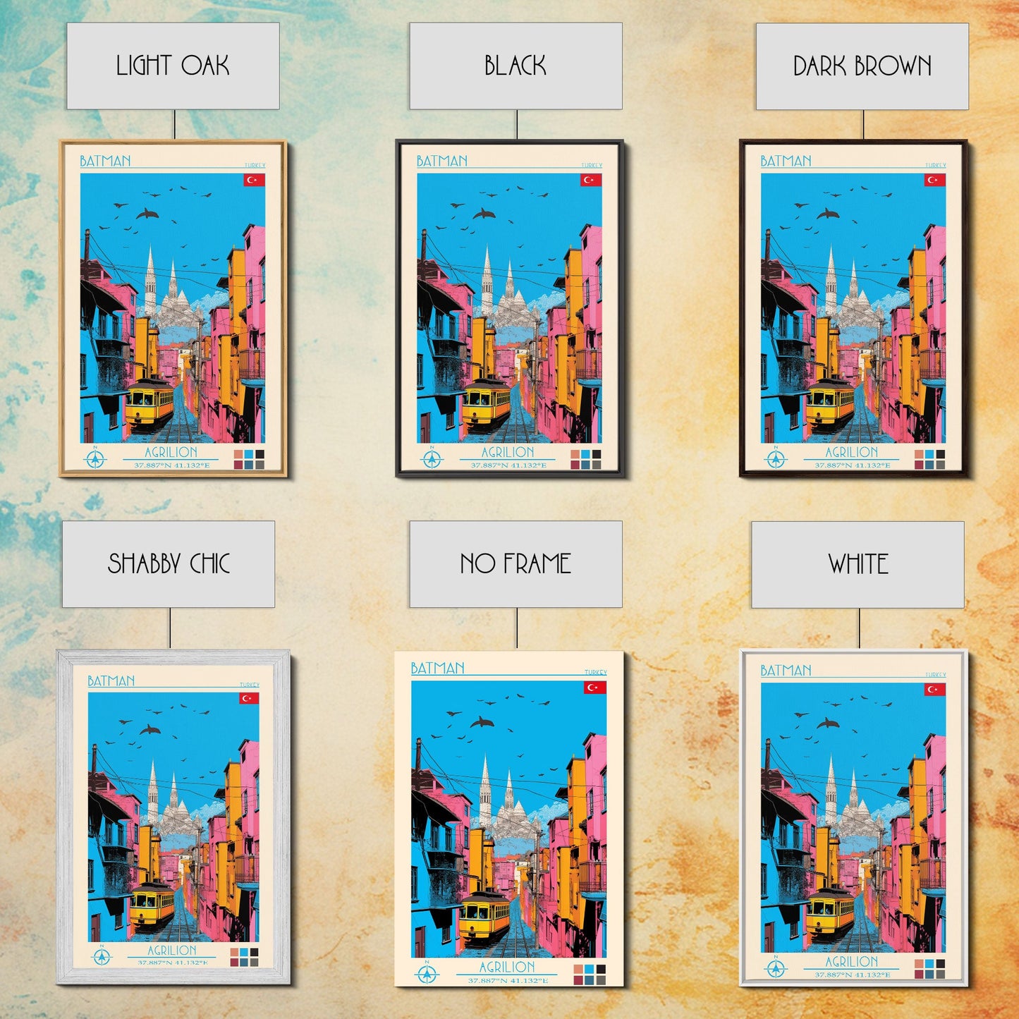 Batman Turkey Travel Poster Framed Canvas Print, Midcentury Modern Art, Pop Art Wall Decor, Home Decor, Vacation Gift, Living Room Art