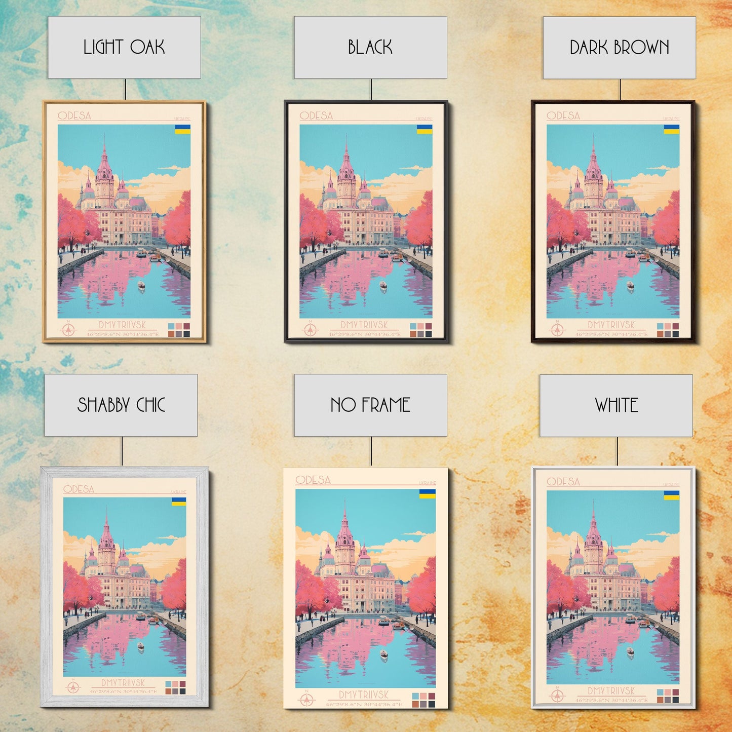 Odesa Ukraine Travel Poster Framed Canvas Print, Midcentury Modern Art, Pop Art Wall Decor, Home Decor, Vacation Gift, Bedroom Art