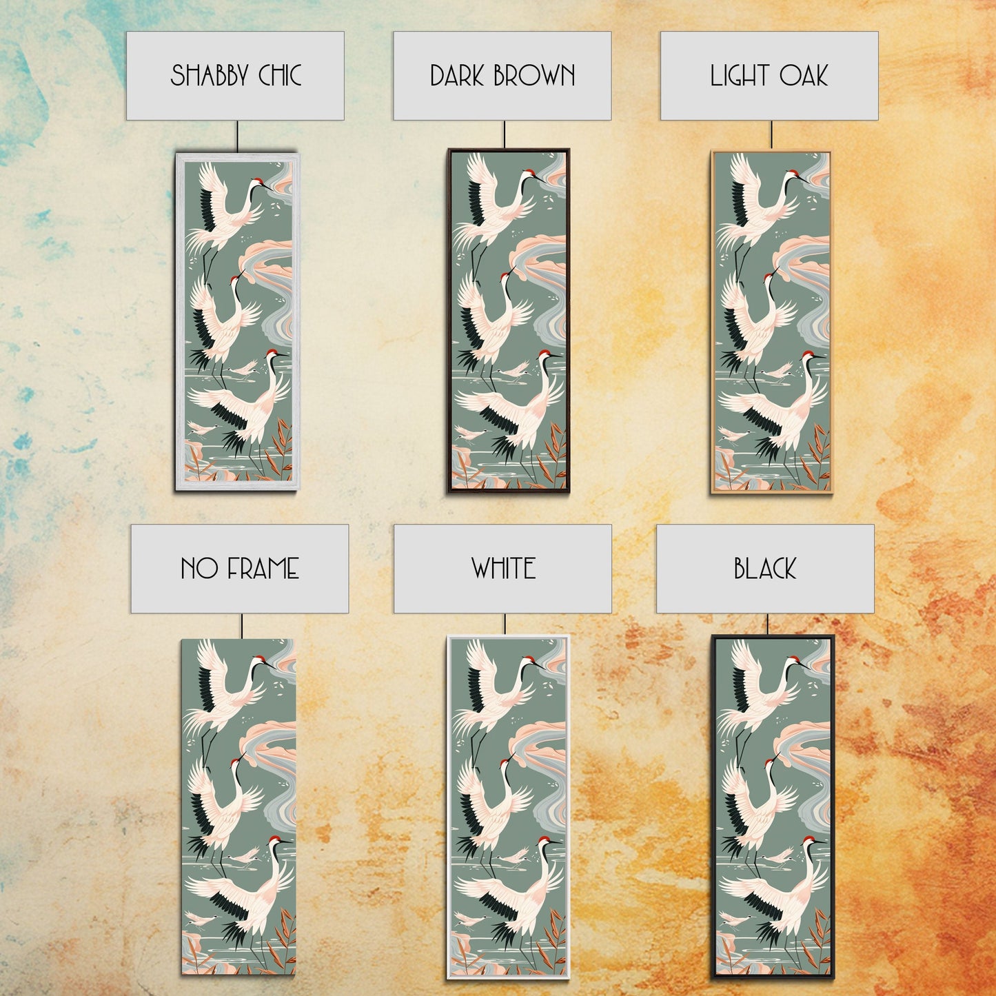 Cranes In Flight Framed Canvas Print, Traditional Japanese Art With Soft Colors And Detailed Wings, Wall Art Ready To Hang