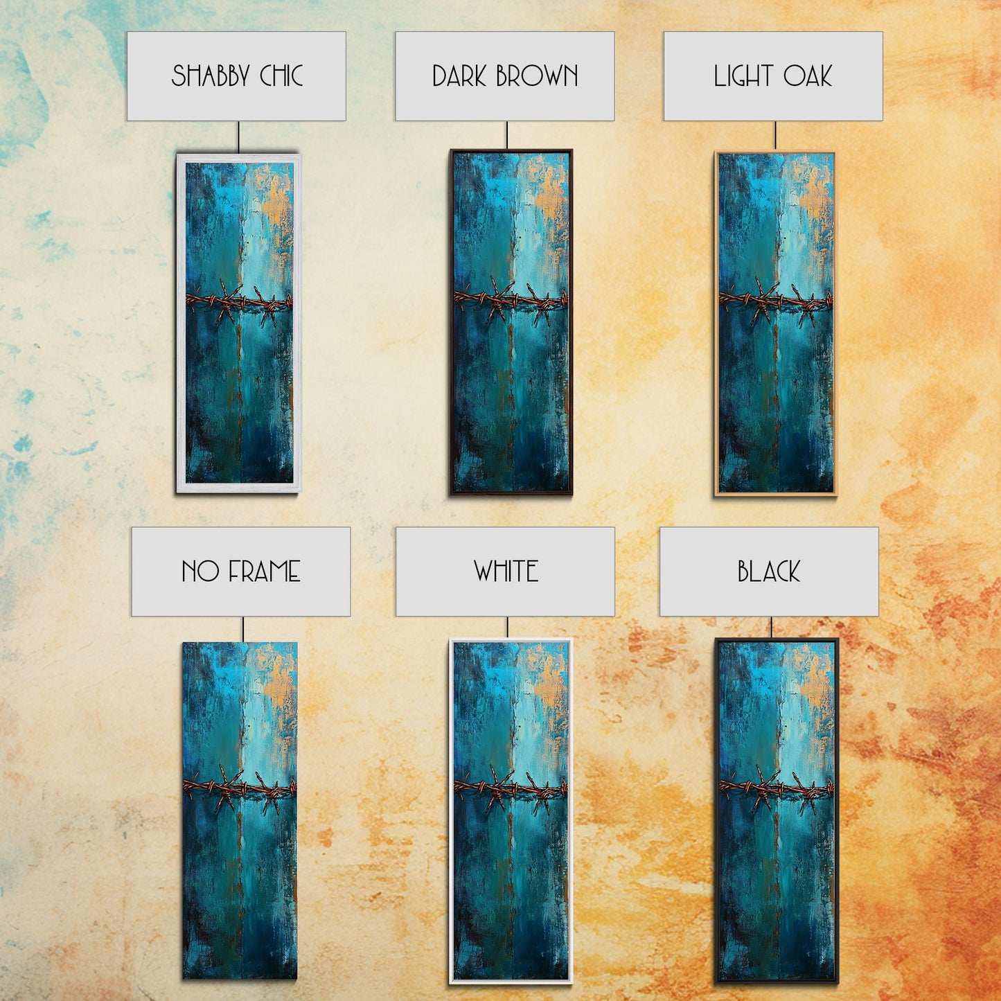 Barbed Wire Abstract Framed Canvas Print, rustic wall art, southwest wall art, geometric wall art, teal wall art, farmhouse décor, gift idea