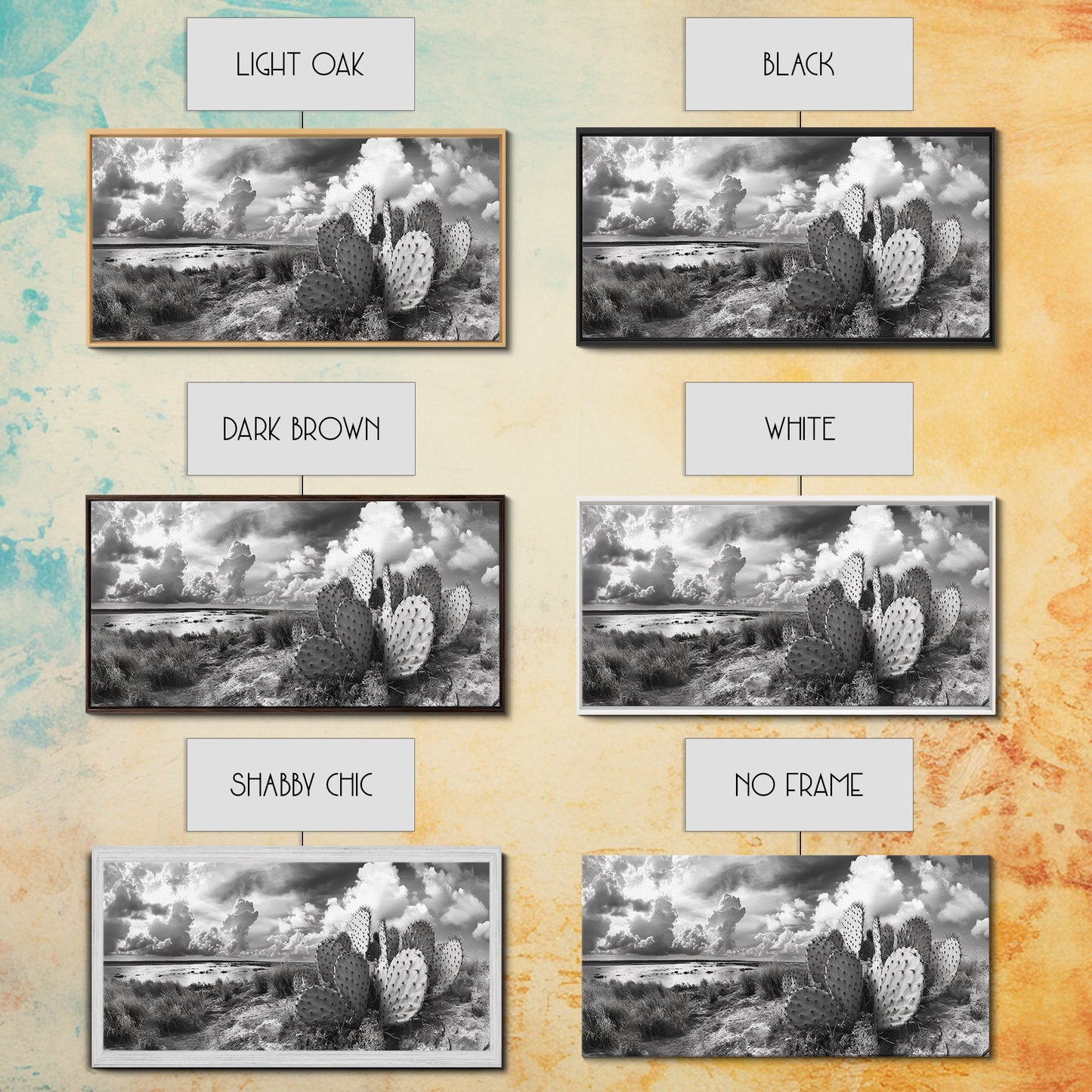 Desert Landscape, Joshua tree art, rustic decor, botanical prints, scenic view, panoramic art, southwest wall art, Canvas Print