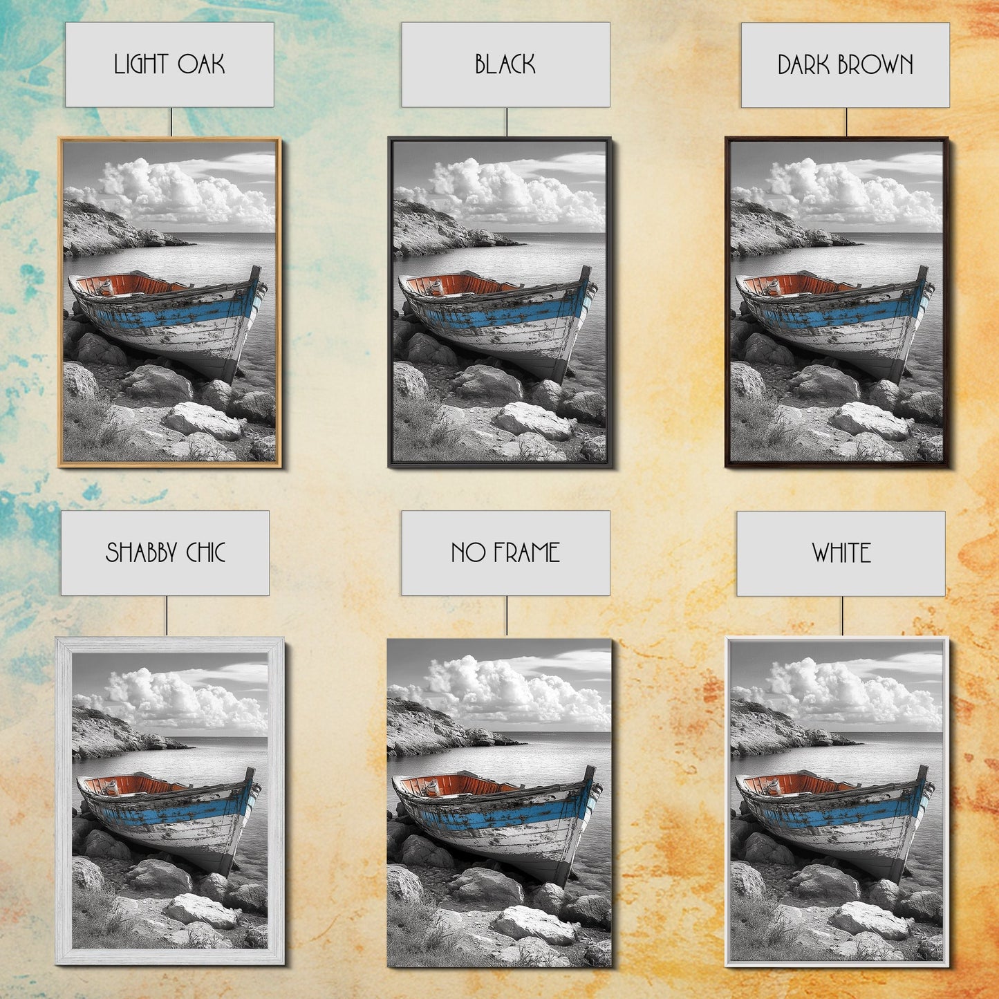 Rustikales Bootsbild, Küstendeko, Maritime Wandkunst, Seestück, Strandhauskunst, Geschenkidee, Leinwanddruck, Wabi-Sabi-Kunst