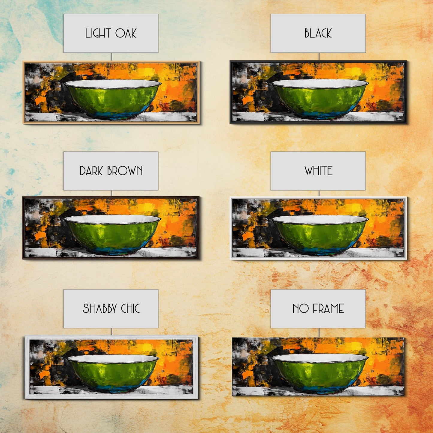 Abstract Bowl, food review kitchen art, wabi sabi art, green wall art, rustic wall art, modern decor, Framed Canvas Print, therapy art