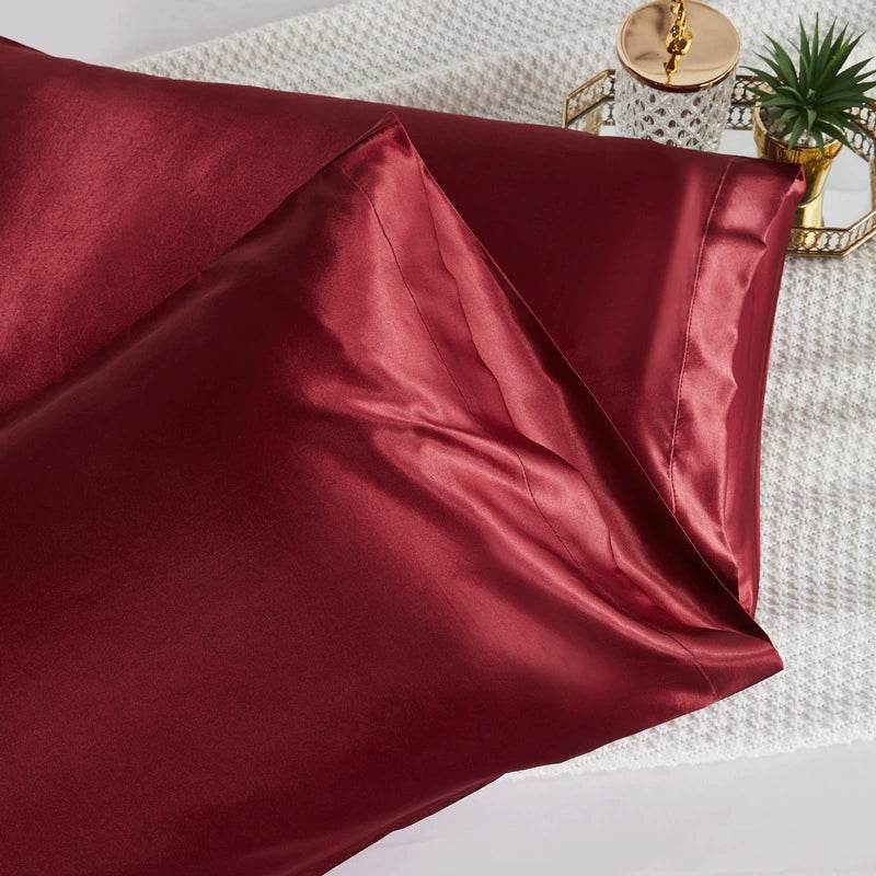 Cross-Border Foreign Trade Pure Color Silk Pillowcase Set