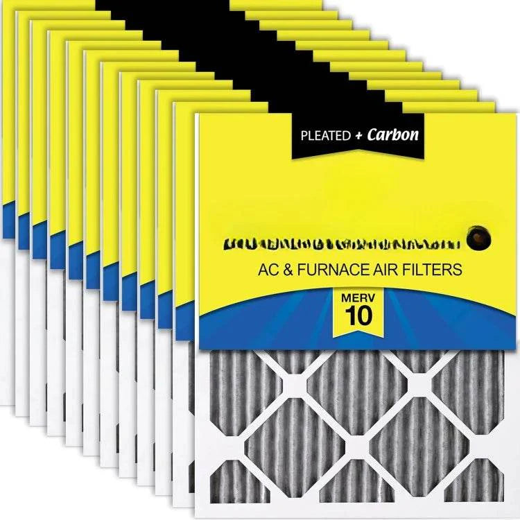 20x24x1 Pleated Air Filters MERV 14 Plus Carbon 12 Pack