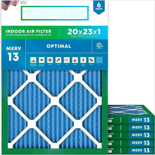 20x23x1 Air Filter MERV 13 Optimal Defense 6-Pack Replacement