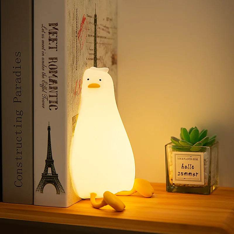 Silicone Lying Flat Duck Night Light Cute Kids Room Lamp