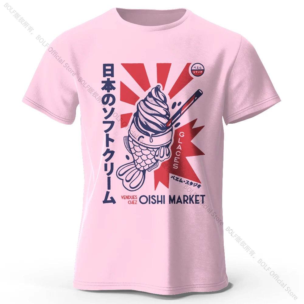 Japanese Foodie Print Cotton T-Shirt, Soft & Breathable Tee