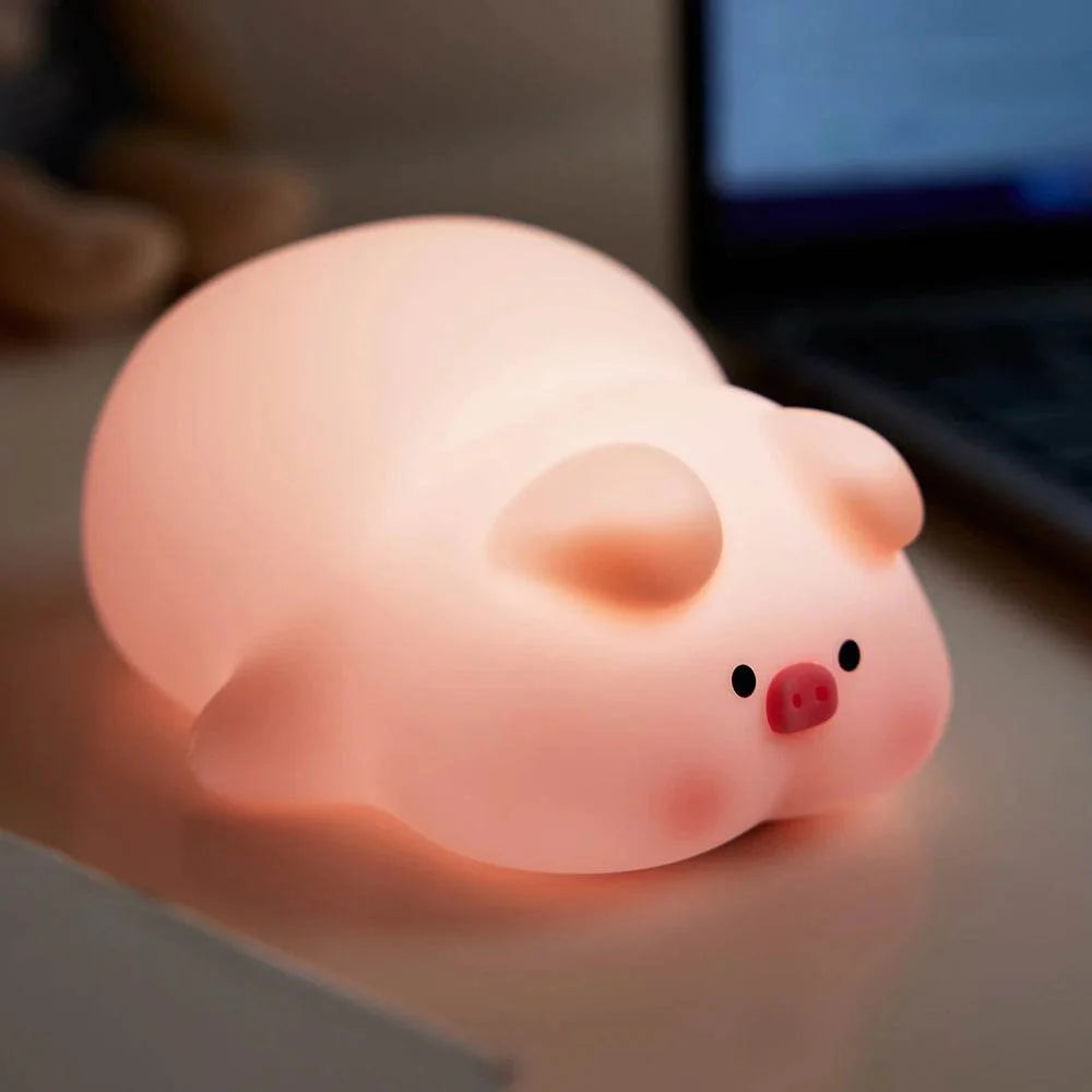Cute Pink Piggy Night Light USB Rechargeable LED Lamp