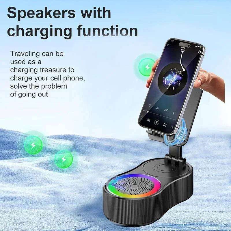 360° Rotatable Adjustable Phone Holder Wireless Speaker
