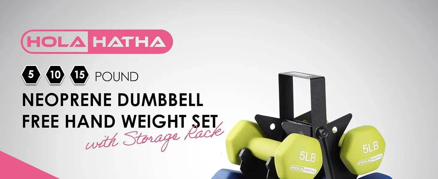 5,10, 15 Pound Neoprene Dumbbell Weight Set with Rack