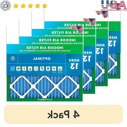 4 Pack 20x20x1 MERV 13 Pleated HVAC Air Filters Easy Install