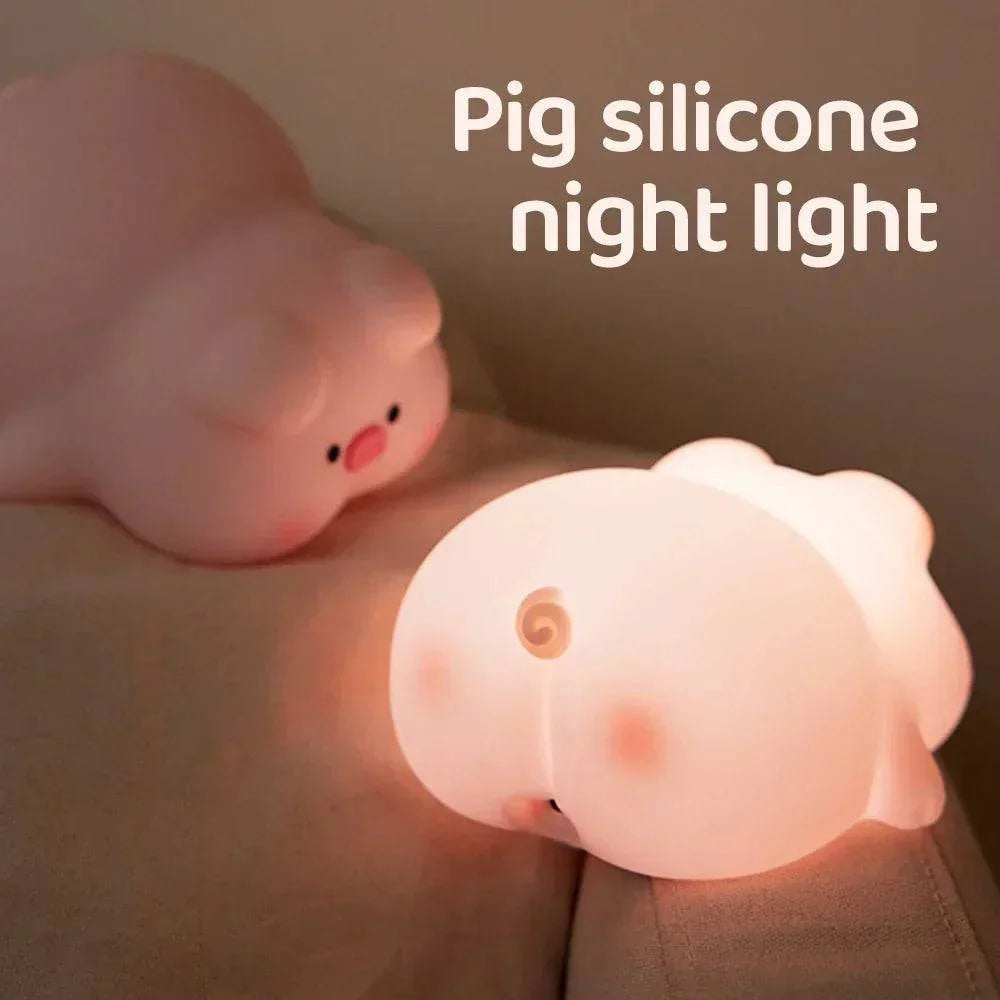 Cute Pink Piggy Night Light USB Rechargeable LED Lamp