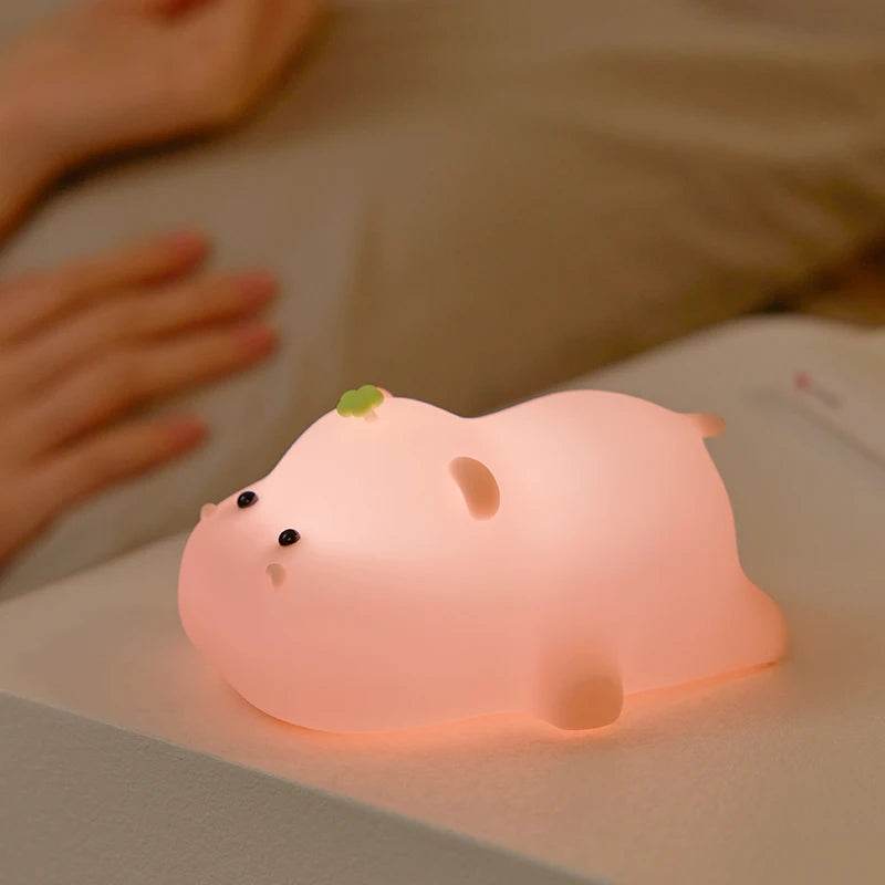 Cute Pink Piggy Night Light USB Rechargeable LED Lamp