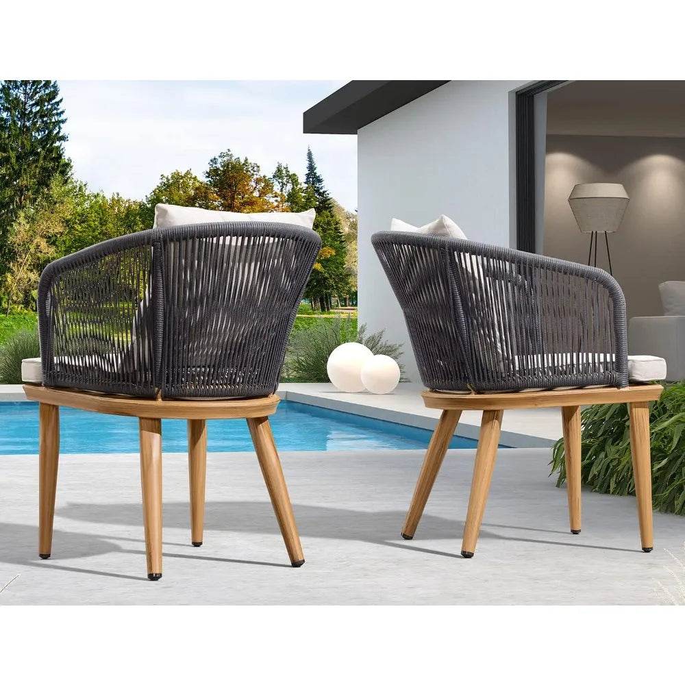 11 Pieces Patio Dining Set with Teak-Finish Aluminum Frame