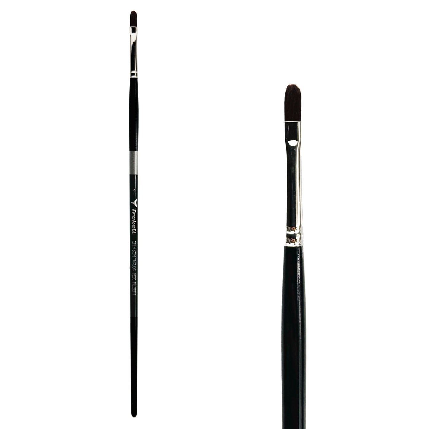 Trekell Crimson Taklon Long Handle Artist Brush - Size #4 Filbert