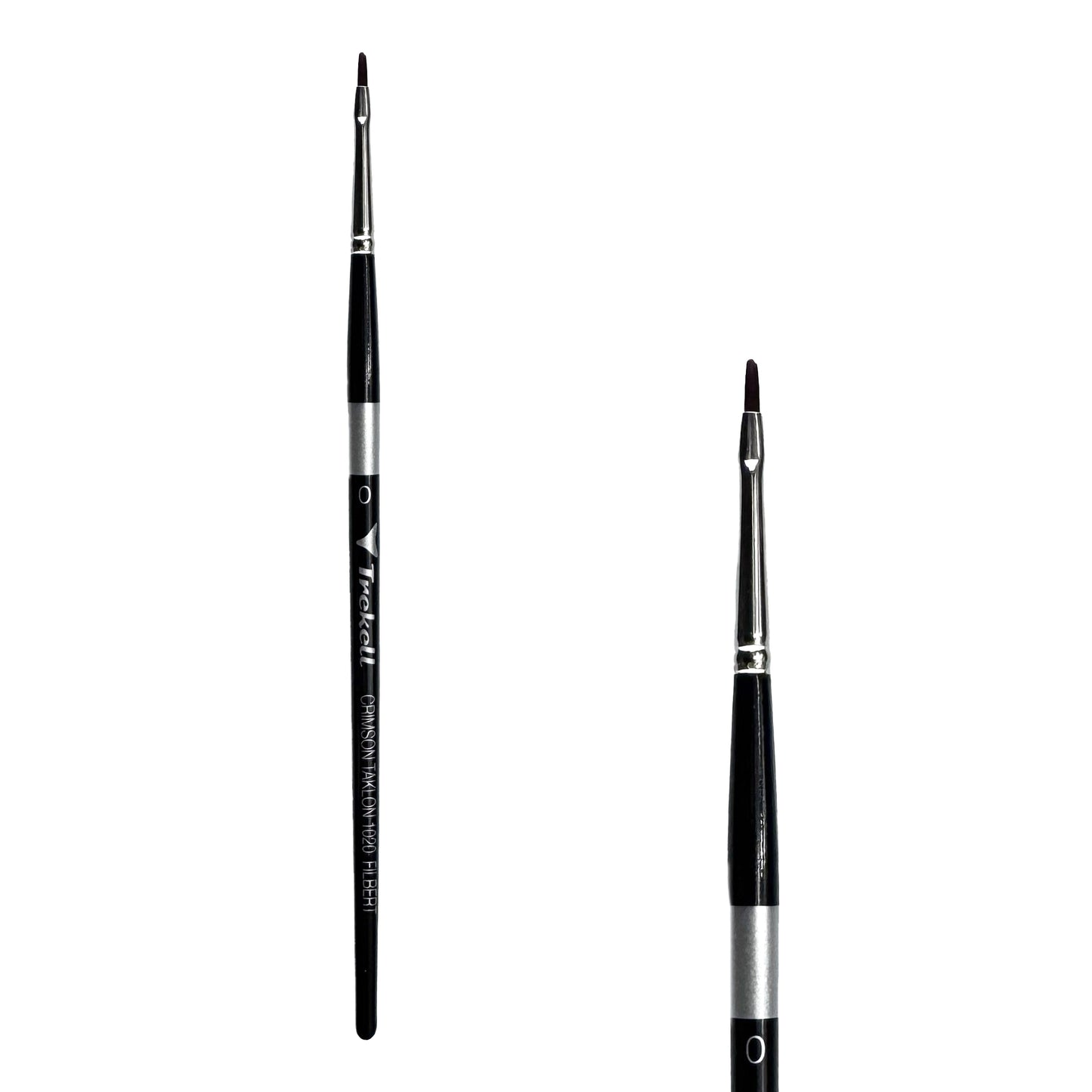 Trekell Crimson Taklon Short Handle Artist Brush - Size #0 Filbert