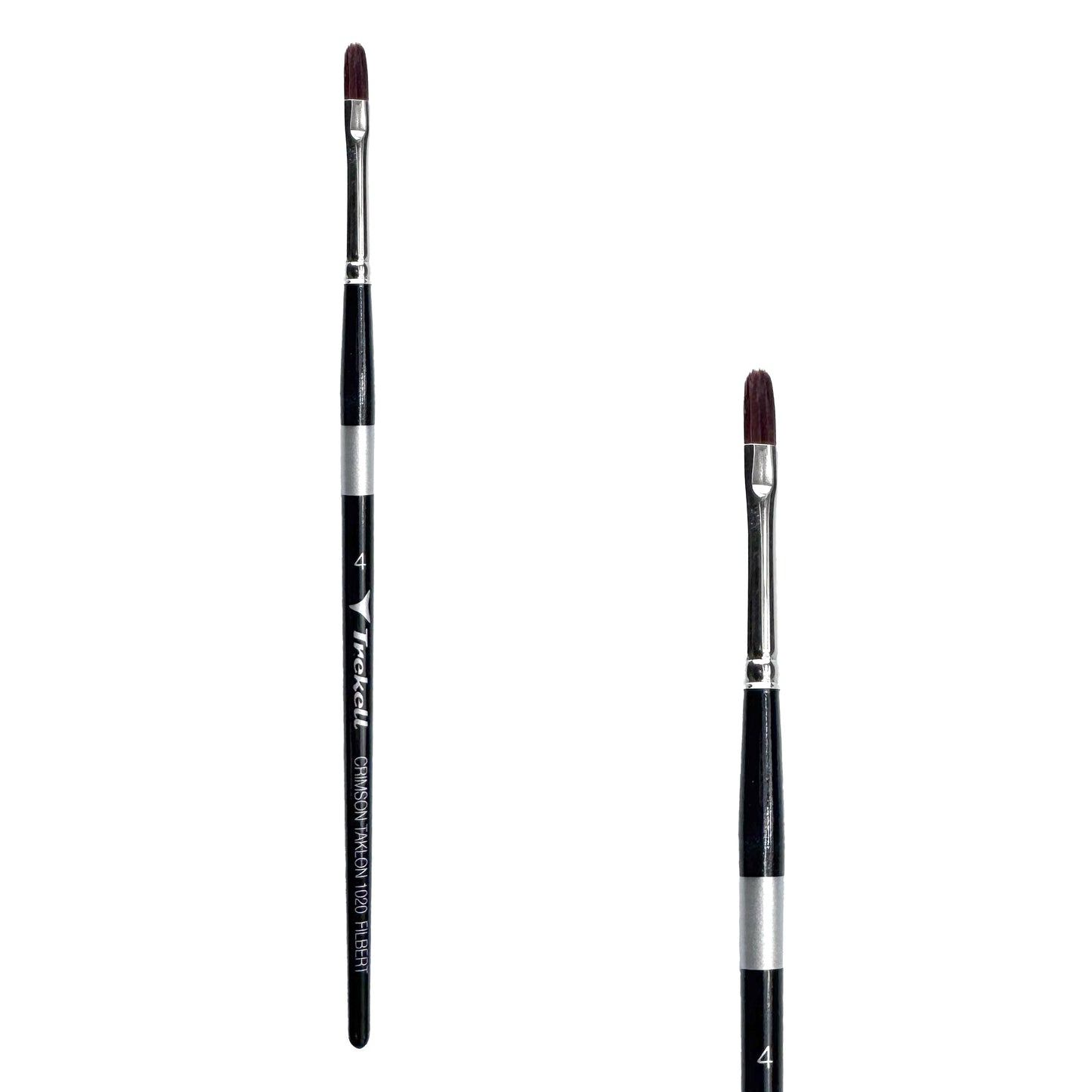 Trekell Crimson Taklon Short Handle Artist Brush - Size #4 Filbert