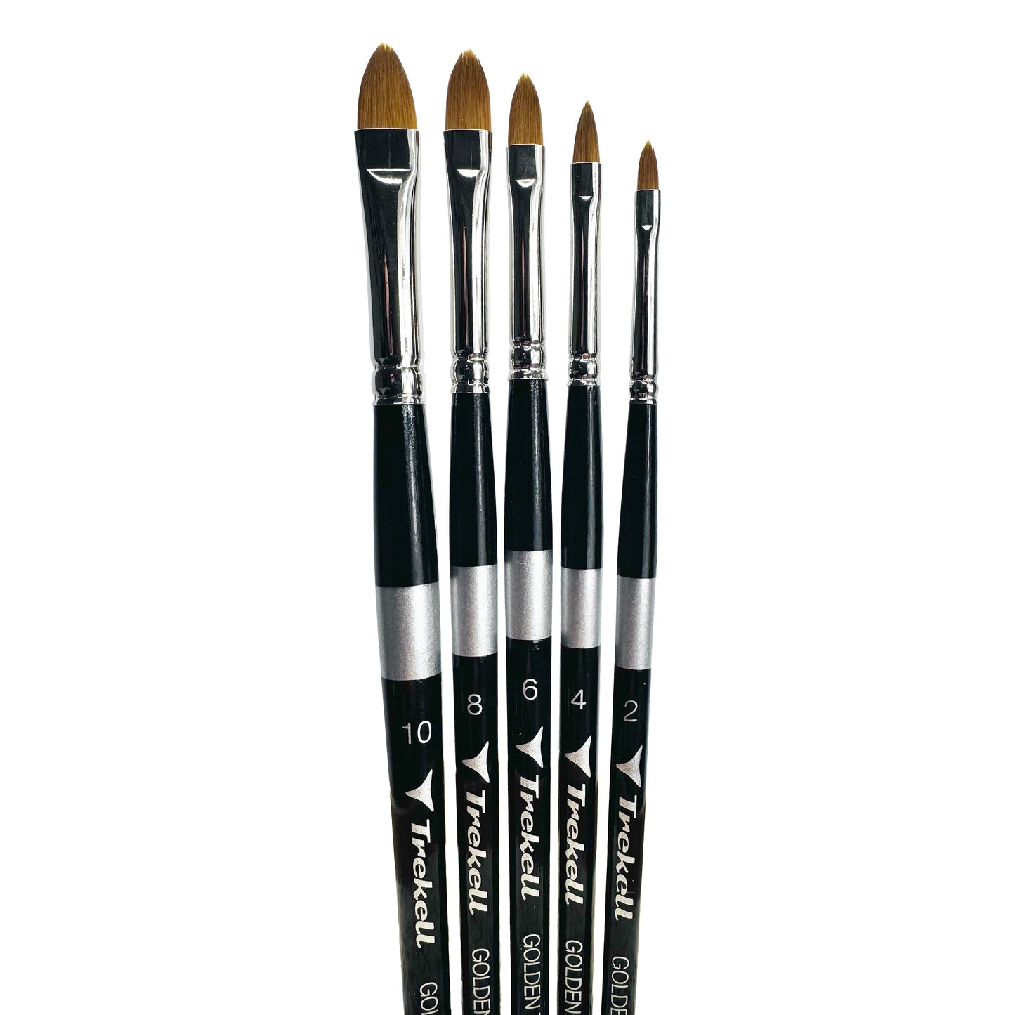 Trekell Golden Taklon Short Handle Artist Brush - Complete Set - Cat's Tongue