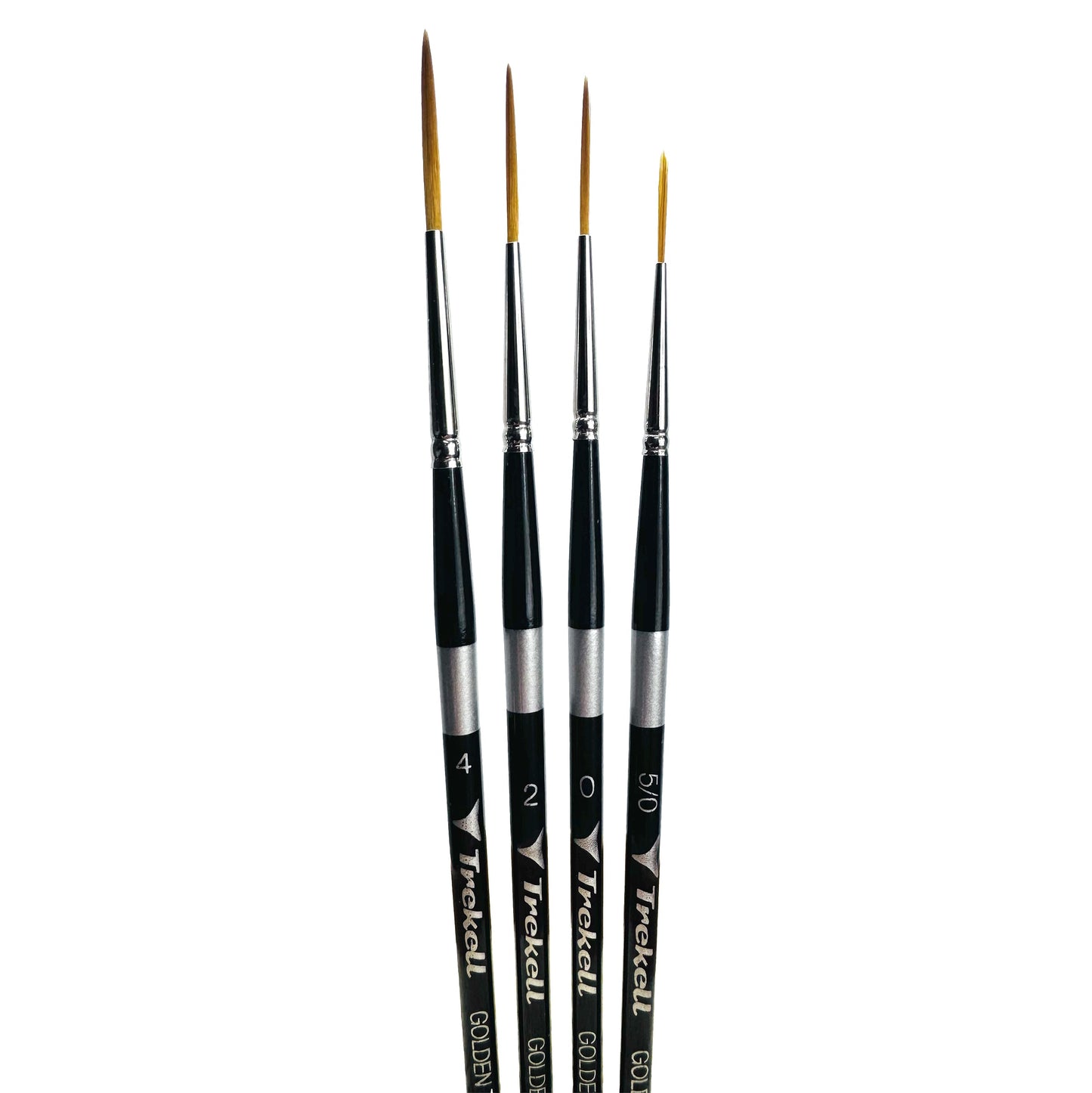 Trekell Golden Taklon Short Handle Artist Brush - Complete Set - Script/Rigger