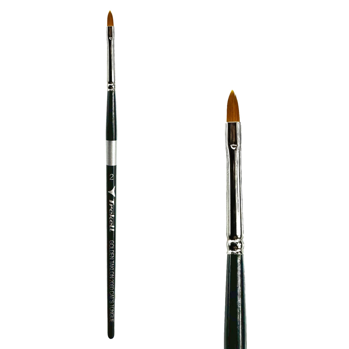 Trekell Golden Taklon Short Handle Artist Brush - Size #2 Cat's Tongue