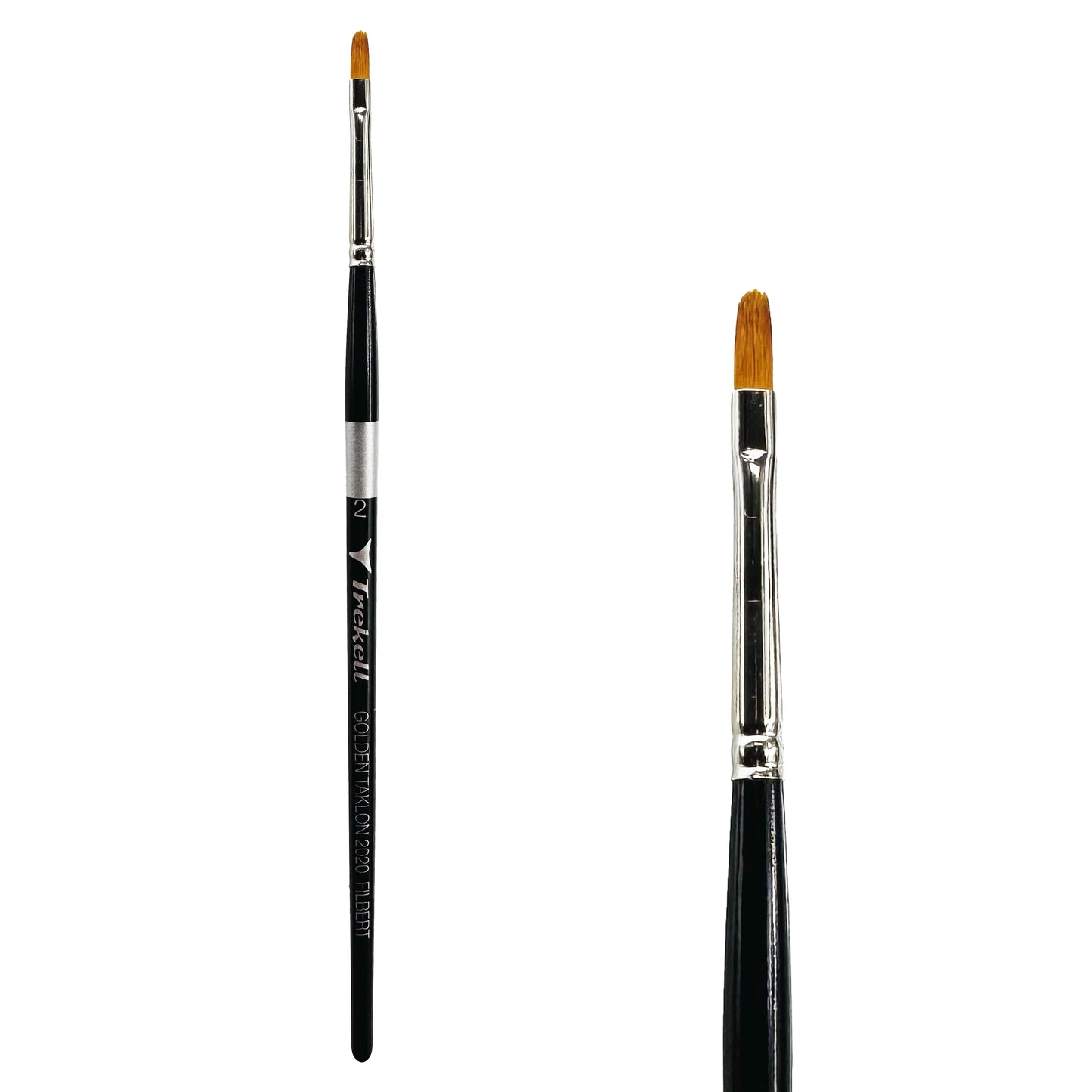 Trekell Golden Taklon Short Handle Artist Brush - Size #2 Filbert